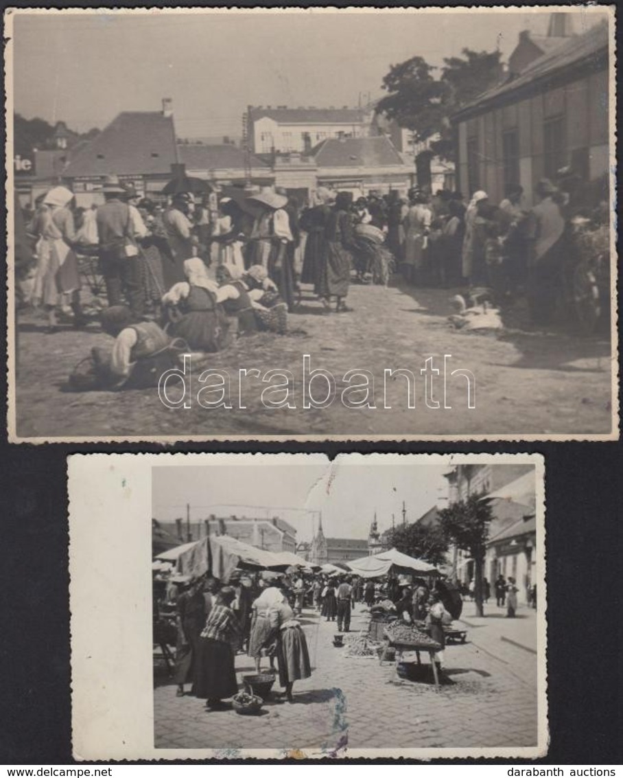 Cca 1950 Kolozsvár, Cluj; Tyúk Piac, Széchényi Tér, 2 Db Fotó, Egyiken Szakadás, 8,5x13,5 és 12x17,5 Cm - Altri & Non Classificati