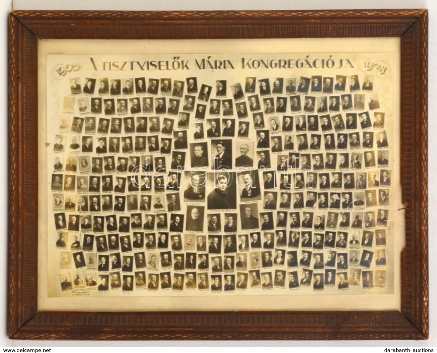 1928 A Tisztviselők Mária Kongregációja Tablókép, üvegezett Keretben, 30×40 Cm - Altri & Non Classificati
