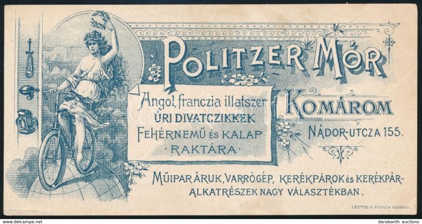 Politzer Mór úri Divatcikkek Komárom Számolócédula - Pubblicitari