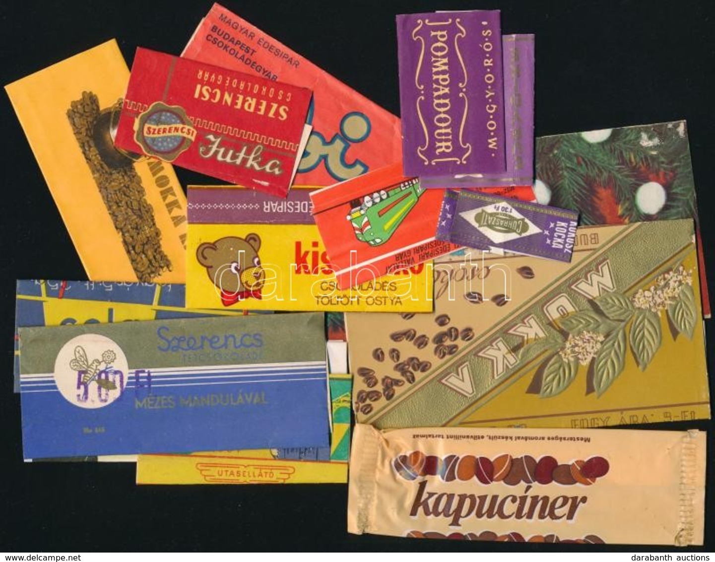 1960-1980 15 Db Régi Csokoládépapír, Közte, Tibi, Jutka( Szerencsi), Szerencs Tejcsokoládé Mézes Mandulával, 2 Db Pompad - Pubblicitari