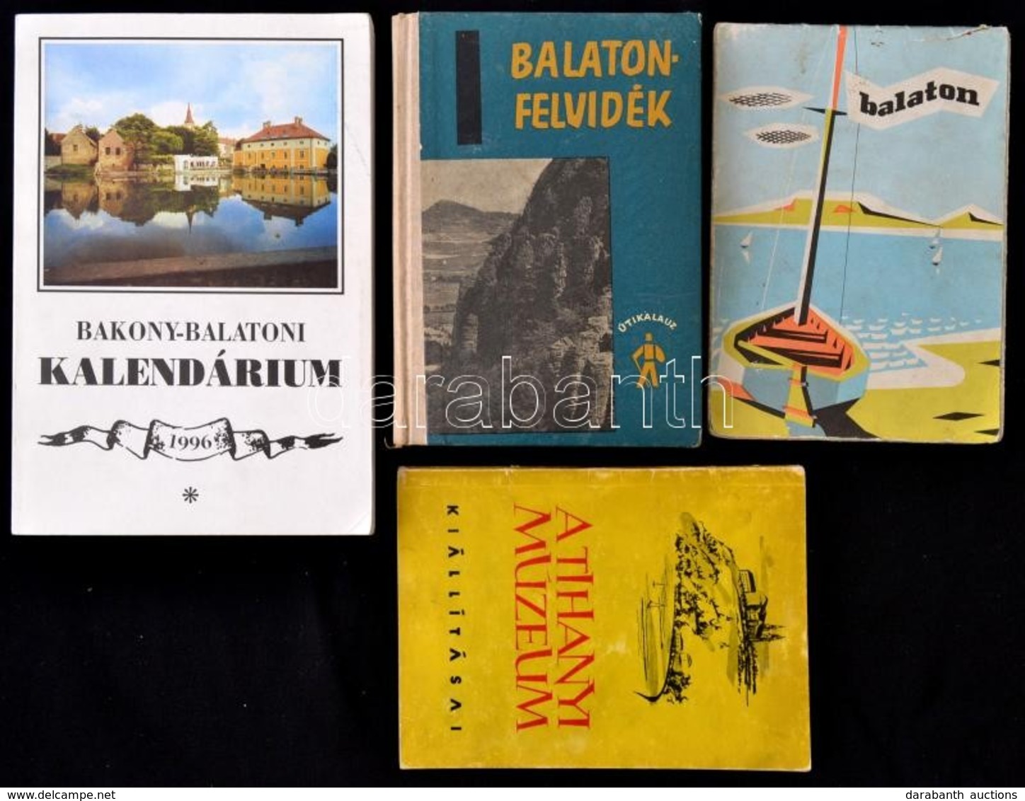 4 Db Balaton Témájú Kiadvány: Balaton-felvidék útikalauz, A Tihanyi Múzeum Prospektus, Balaton-térkép, Bakonyi-balatoni  - Autres & Non Classés