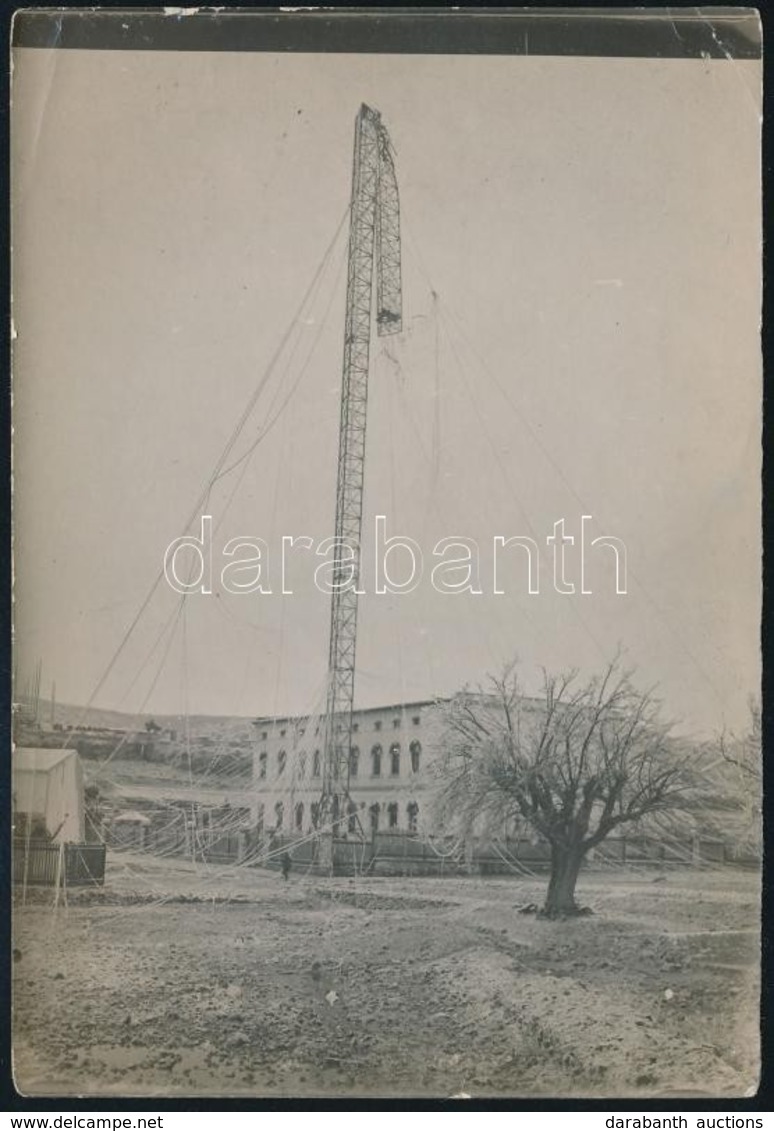 1916 Sebenico (Šibenik) Haditengerészeti Rádiótorony Találta Után, Hátoldalon Feliratozott Fotó, 12×8 Cm - Non Classés