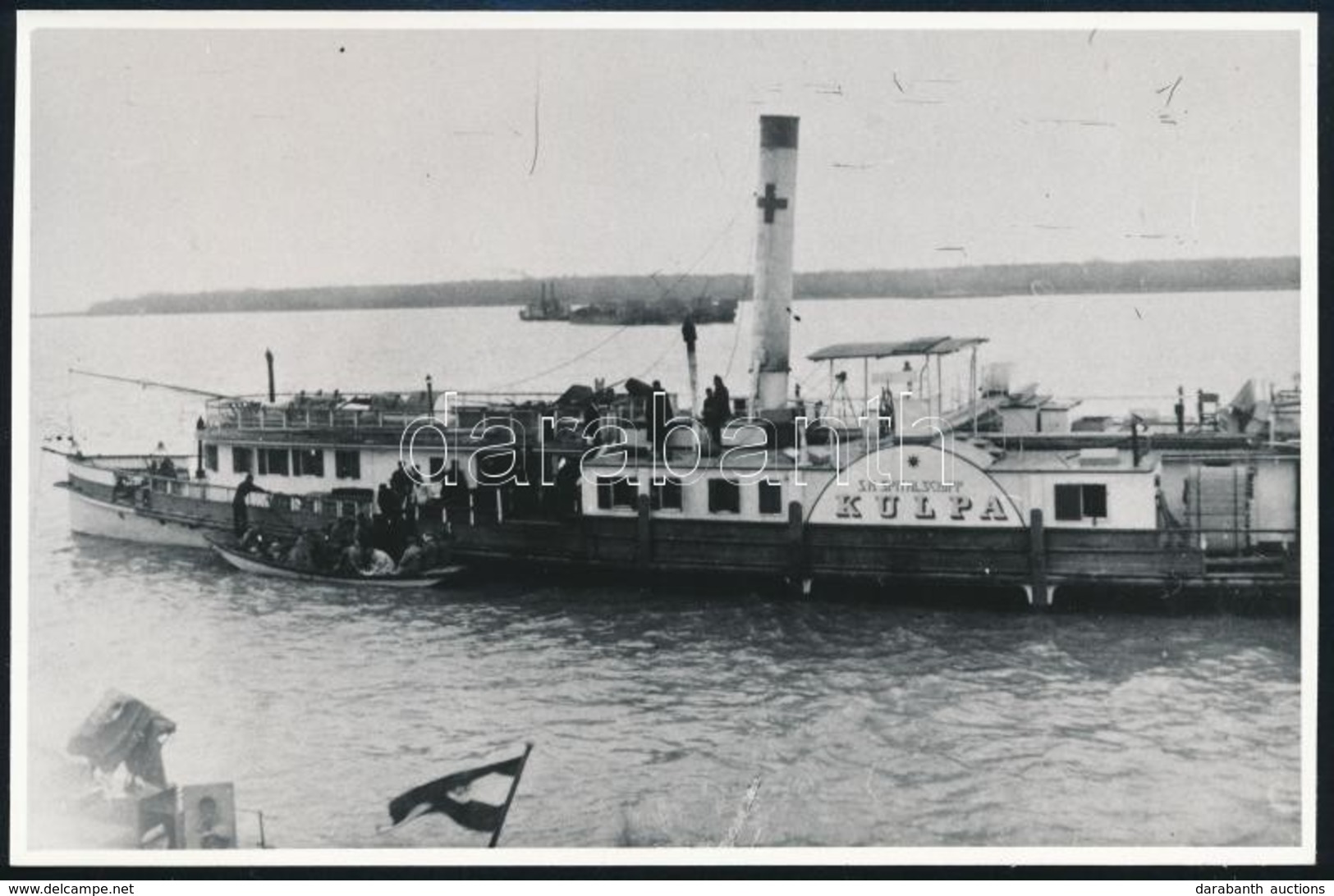 1917 A Kulpa Kórházhajó A Duna Deltájában, Az 1980-as években Eredeti Negatívról Előhívott Fotó, 10,5×16 Cm - Non Classés