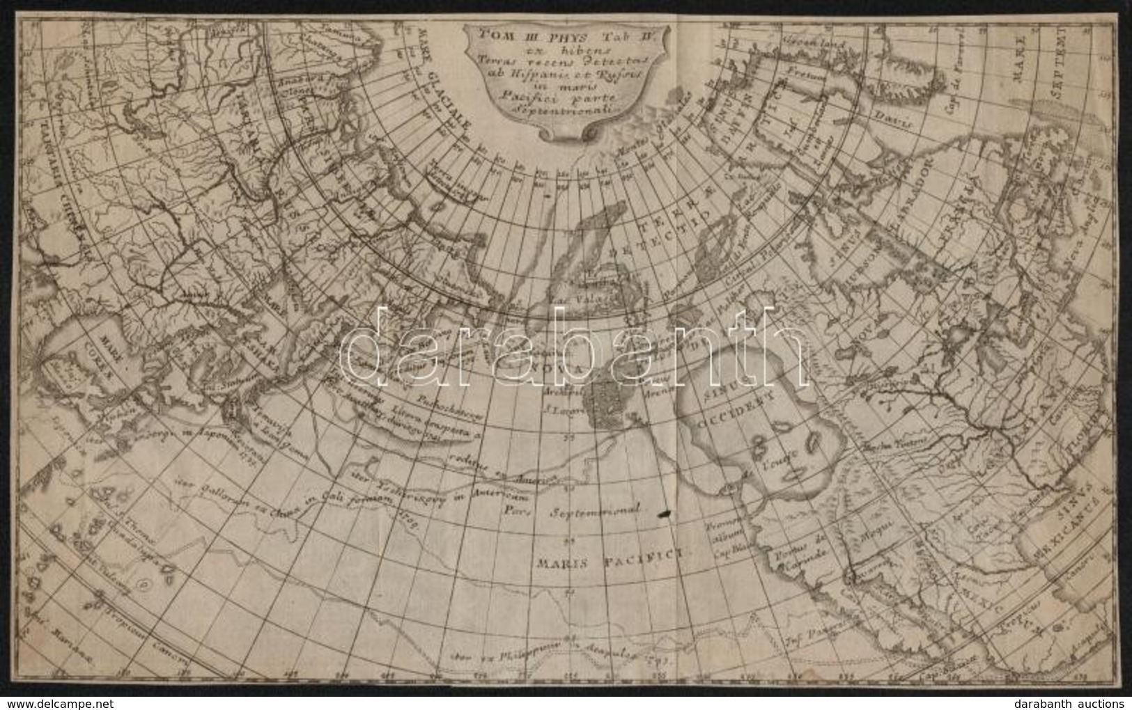 Cca 1723 Csendes óceán északi Felének Térképe, Benne Ázsiával és Amerika Egy Részével, Körbevágott, 17x28 Cm - Altri & Non Classificati