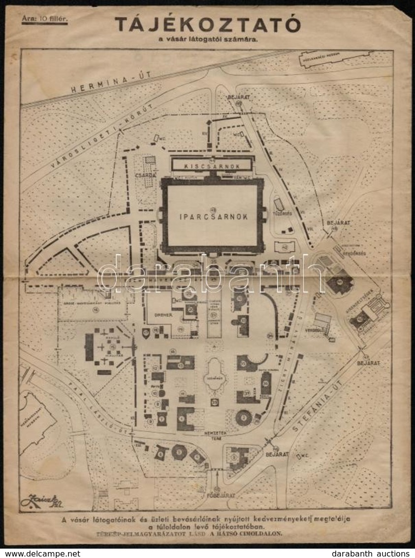 Cca 1940 Budapest, Városliget A BNV Térképe 20x30 Cm - Autres & Non Classés