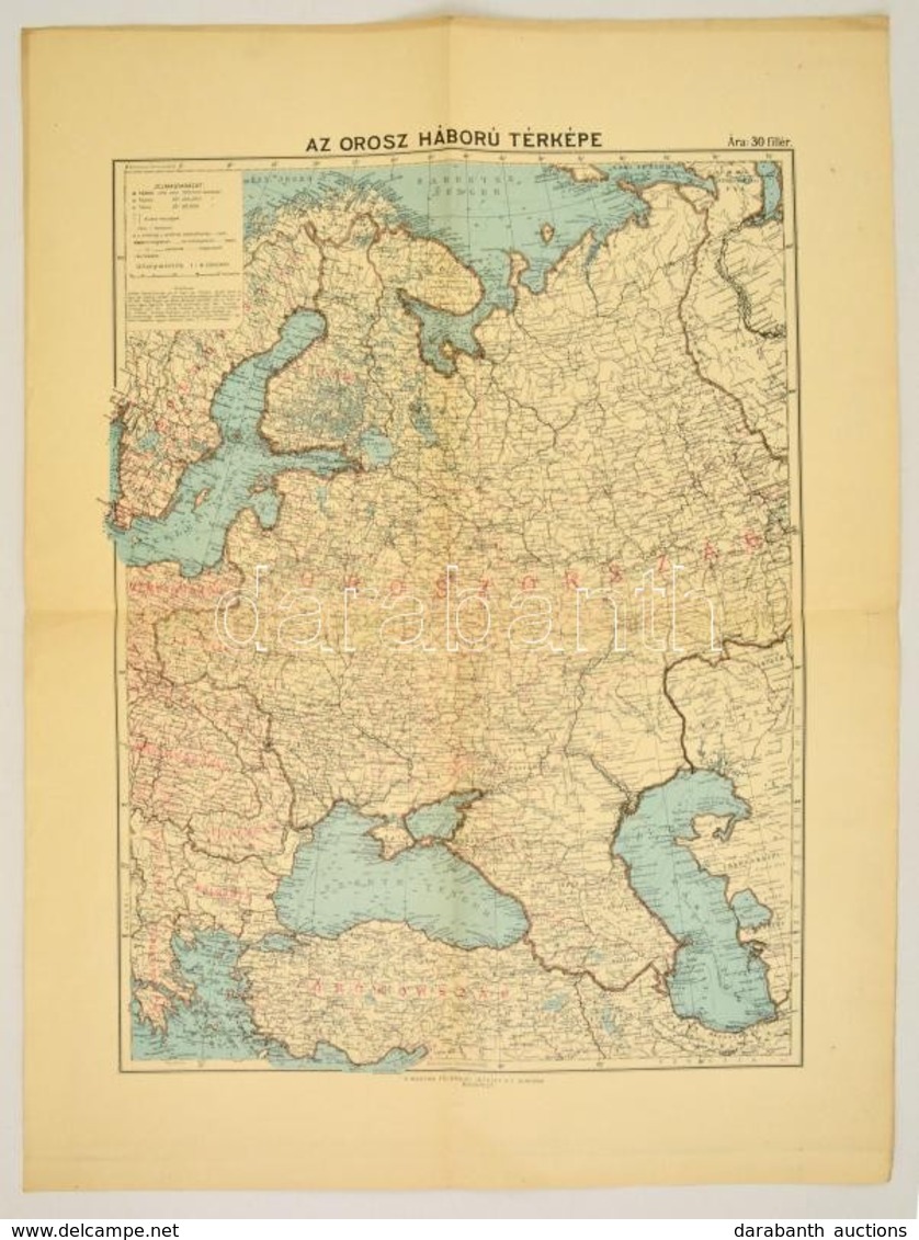 Cca 1915 Az Orosz Háború Térképe, 1:8250000, Kiadja A Magyar Földrajzi Intézet Rt., 64x47 Cm / Map Of The Russan War, 1: - Andere & Zonder Classificatie