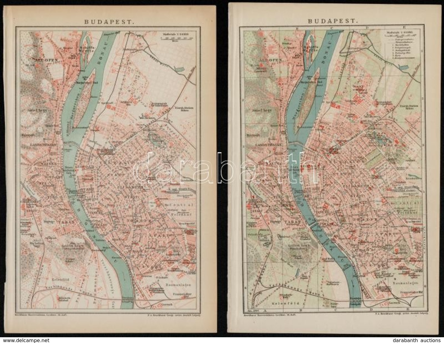 Cca 1894-1900 3 Db Budapest Térkép, 24x16 Cm és 30x24 Cm Közötti Méretben - Altri & Non Classificati