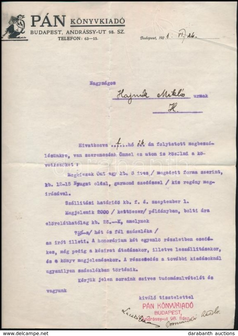 1913-1923 Hajnik Miklós (1889-1969) író, Magyarországi Írók Szakszervezetének Tagsági  Igazolványa (1913), Valamint Egy  - Non Classificati