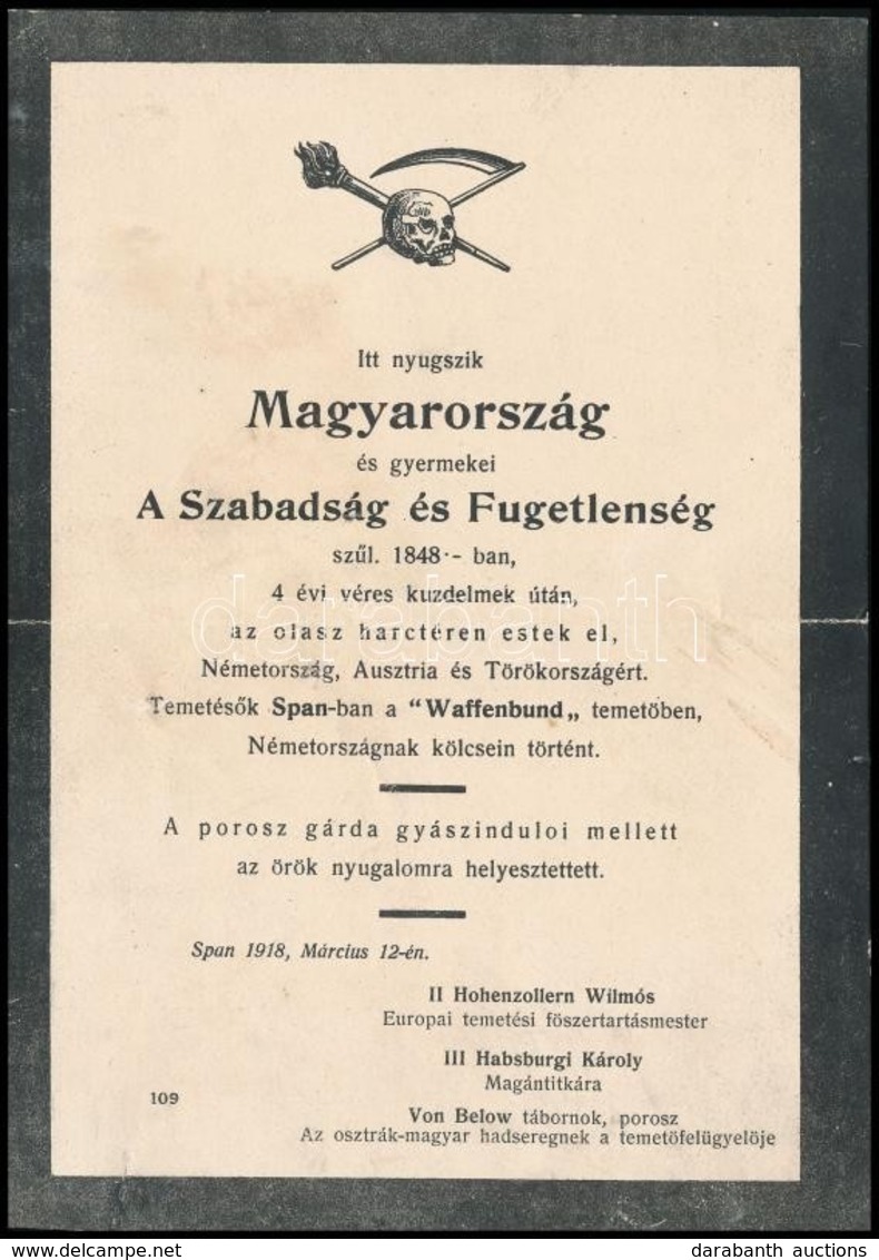 1918 Furcsa és Egyedi Magyar Nyelvű, De Nem Magyarok által írt Magyarellenes Háborús Gúnyirat / Kisplakát - Non Classificati