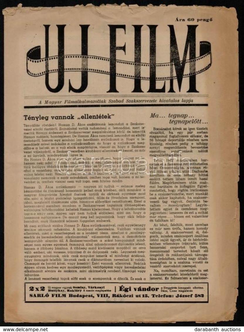 1946 Filmújság. Zsolnai László Hetilapja. Szerk: Fehér Olga, 3 Szám, 1945 Uj Film C. Lap Egy Száma - Non Classificati