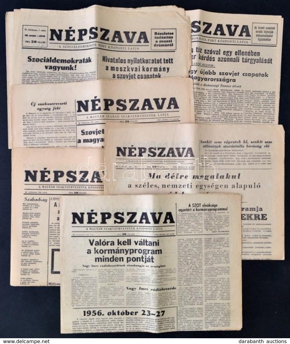 1956 Népszava. Magyar Szociáldemokrata Párt Központi Lapja, 7 Száma, 1956. Október 26., 29.-31., November 1-3., Változó, - Non Classificati