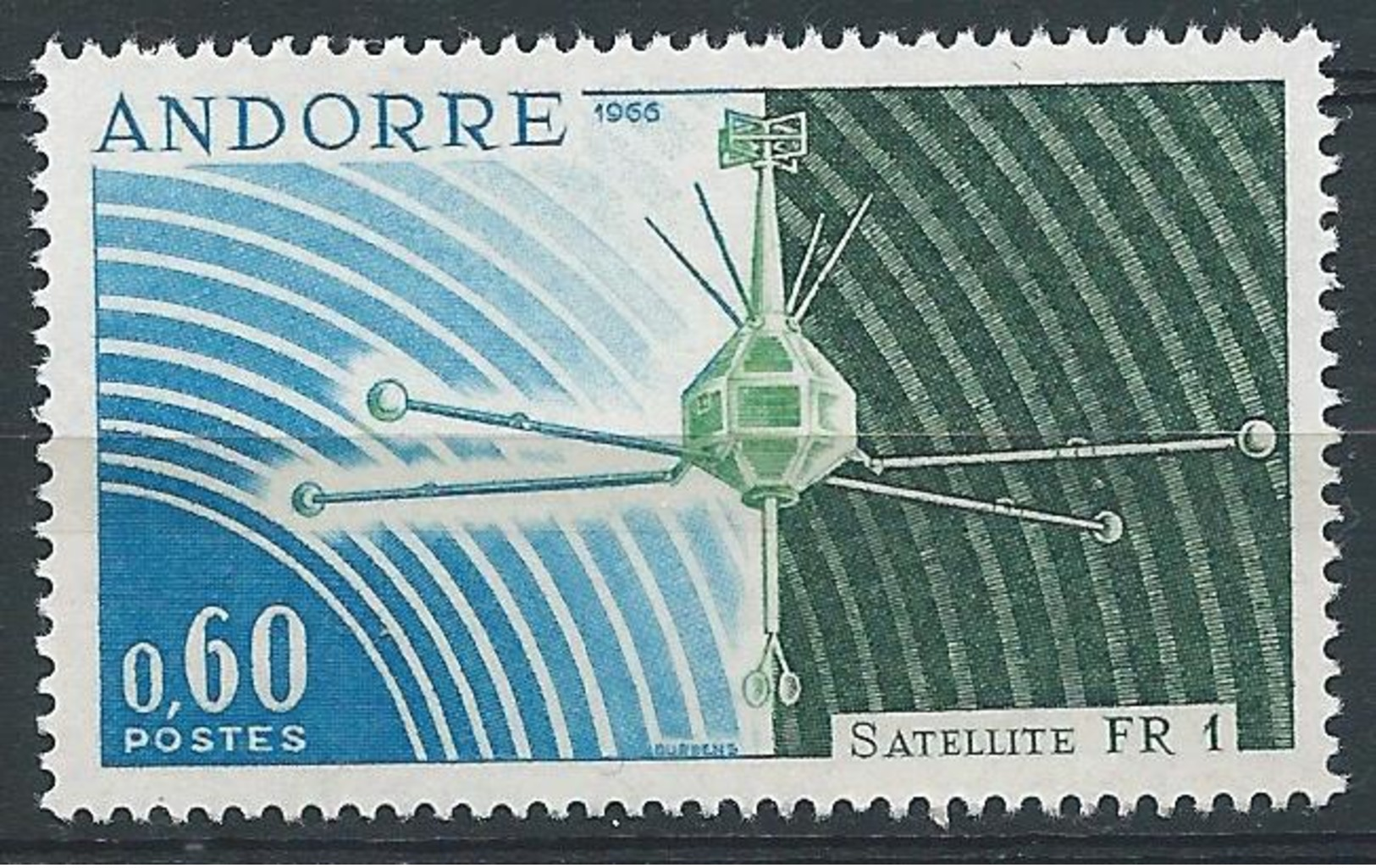 ANDORRE FRANCAIS 1966 - YT N°177 - 60 C. - Mise En Orbite Du Satellite Français FRI - Neuf** TTB++ Etat - Unused Stamps