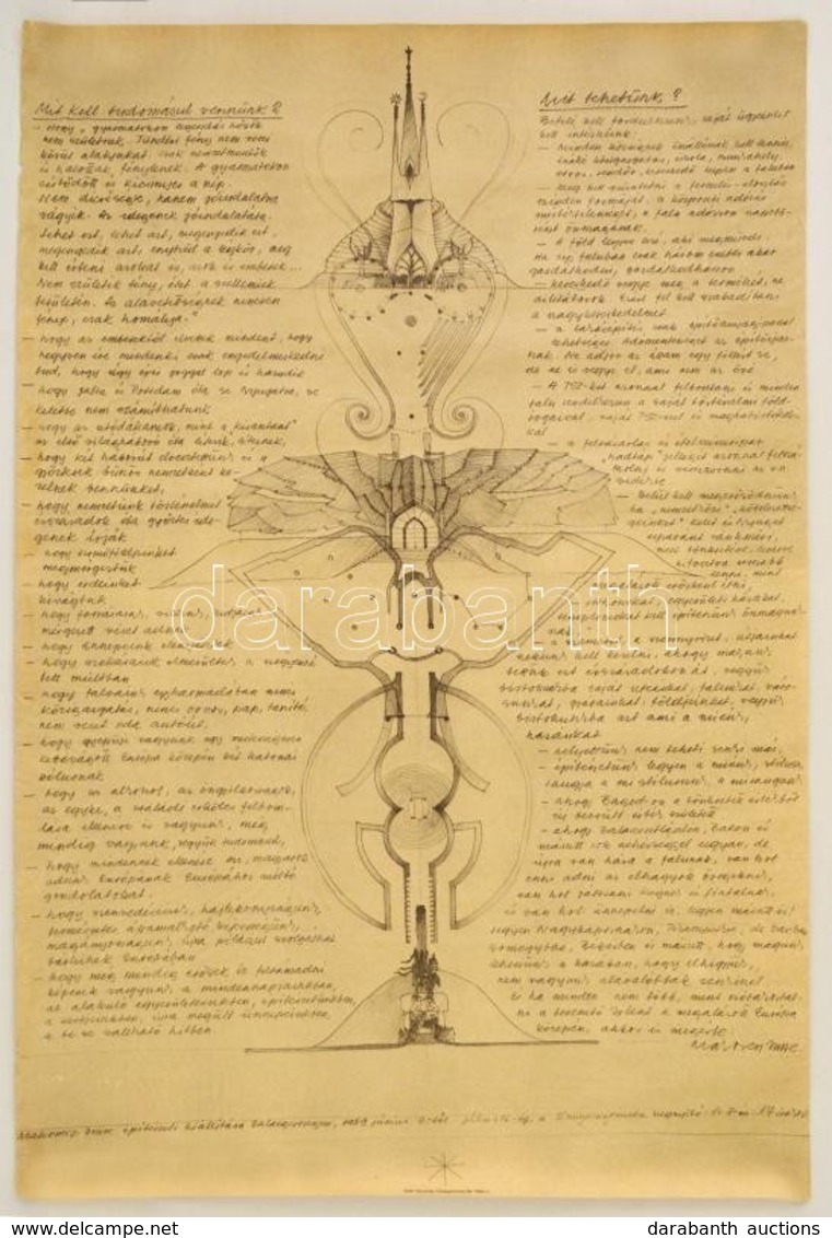 1989 Makovecz Imre (1935-2011): Makovecz Imre építészeti Kiállítása Zalaegerszegen, Plakát, 83x55 Cm - Altri & Non Classificati