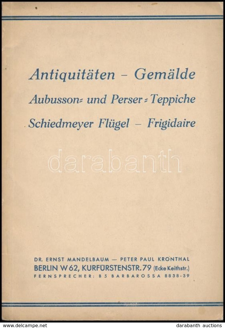 1936 Antiquitäten-Gemälde. Aubusson- Und Perser-Teppiche. Schiedmeyer-Flügel, Frigidaire.Szerk.: Dr. Ernst Mandelbaum-Pe - Non Classés