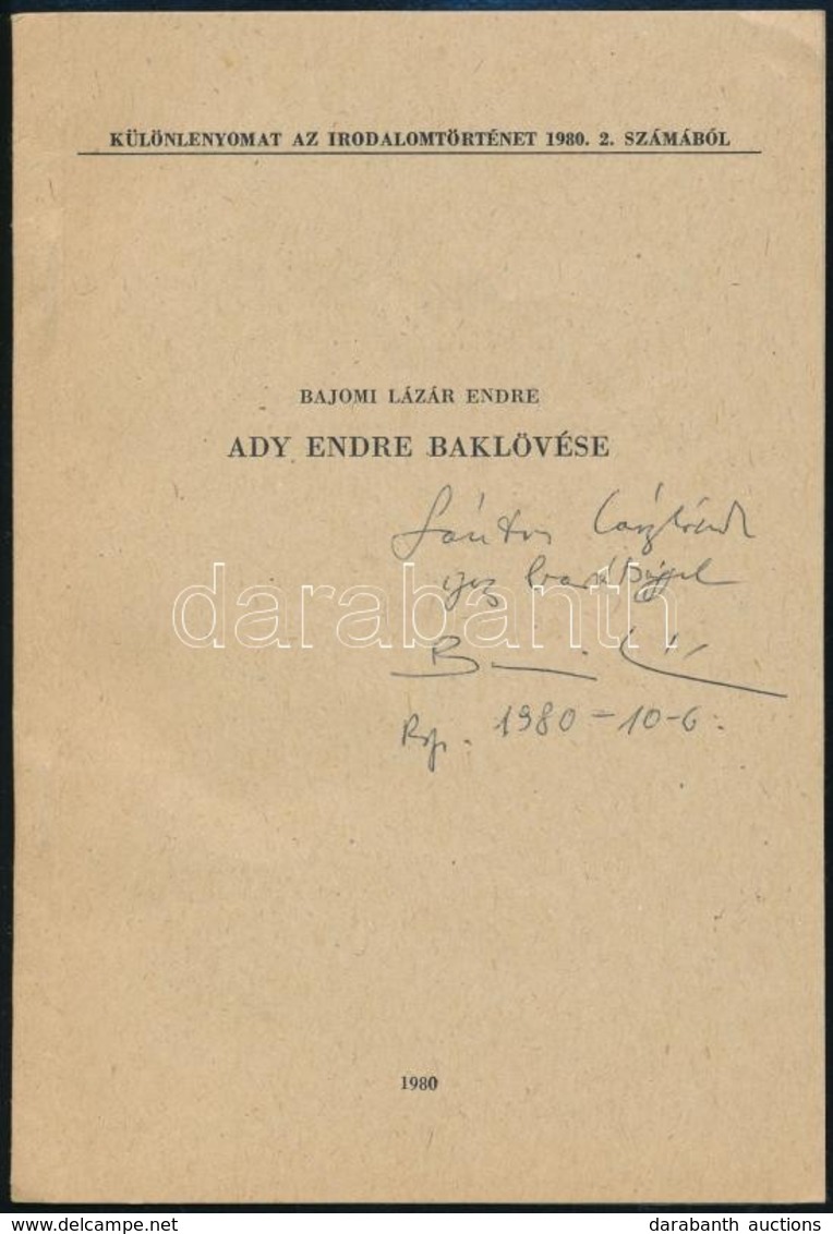 2 Dedikált Különlenyomat: Bajomi Lázár Endre: Ady Endre Baklövése. 1980. 5p.; Eösze László: Kodály Zoltán Gyermekkarai.  - Non Classificati