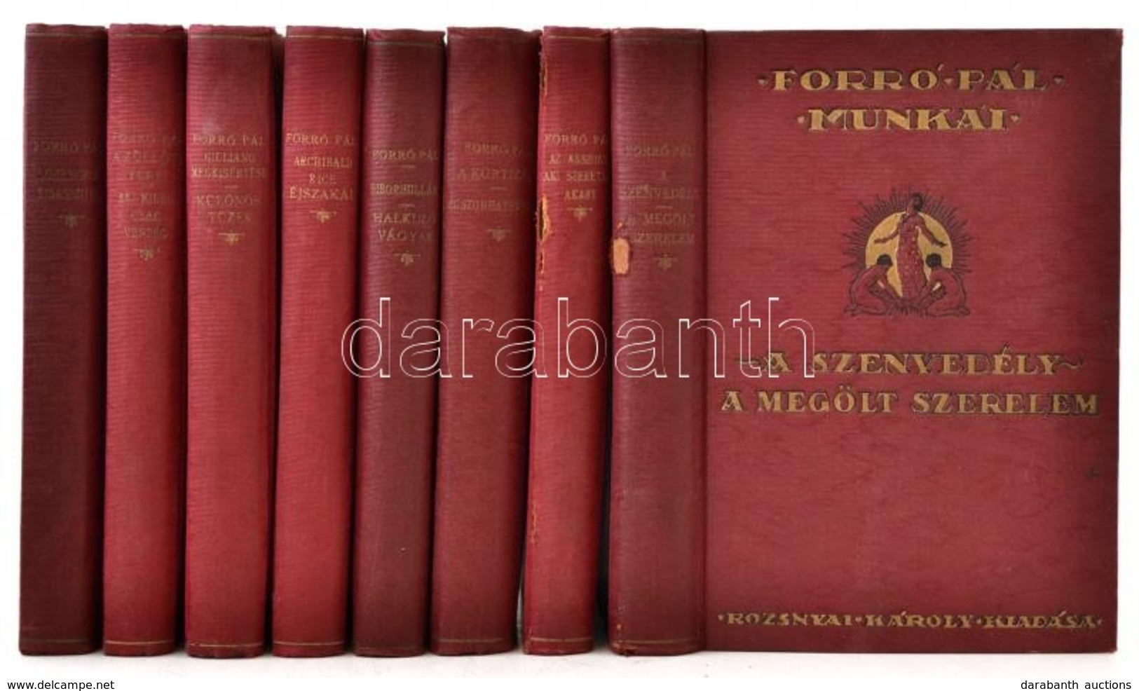 Forró Pál Munkái Sorozat 8 Kötete. Gyűjteményes Díszkiadás. Bp.,1928, Rozsnyai Károly. Kiadói Aranyozott Vörös Egészvász - Non Classés