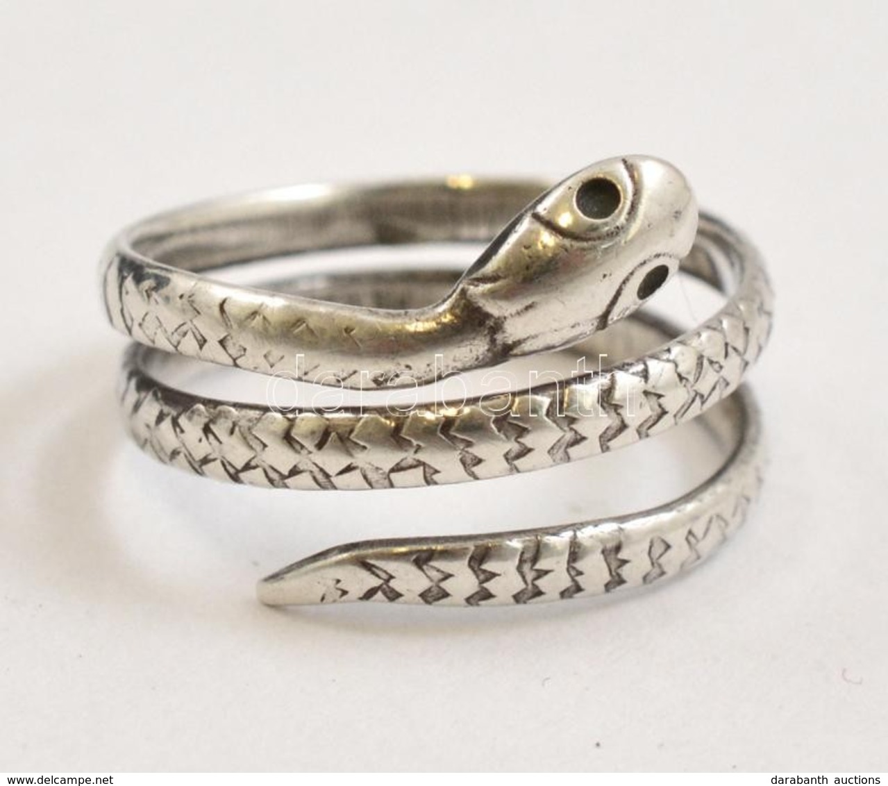 Ezüst(Ag) Kígyó Gyűrű, Jelzett, Méret: 54, Nettó: 3,3 G - Autres & Non Classés