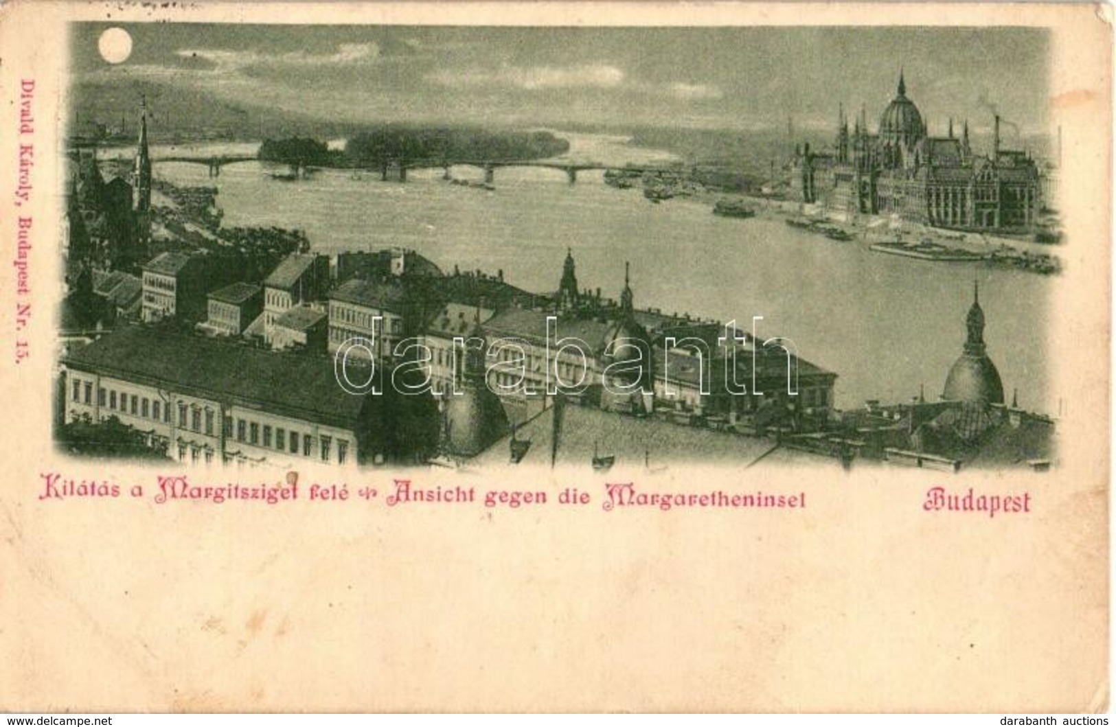 T2/T3 1899 Budapest I. Víziváros, Kilátás A Margitsziget Felé, Országház, Margit Híd. Divald Károly Nr. 15. (EK) - Non Classificati