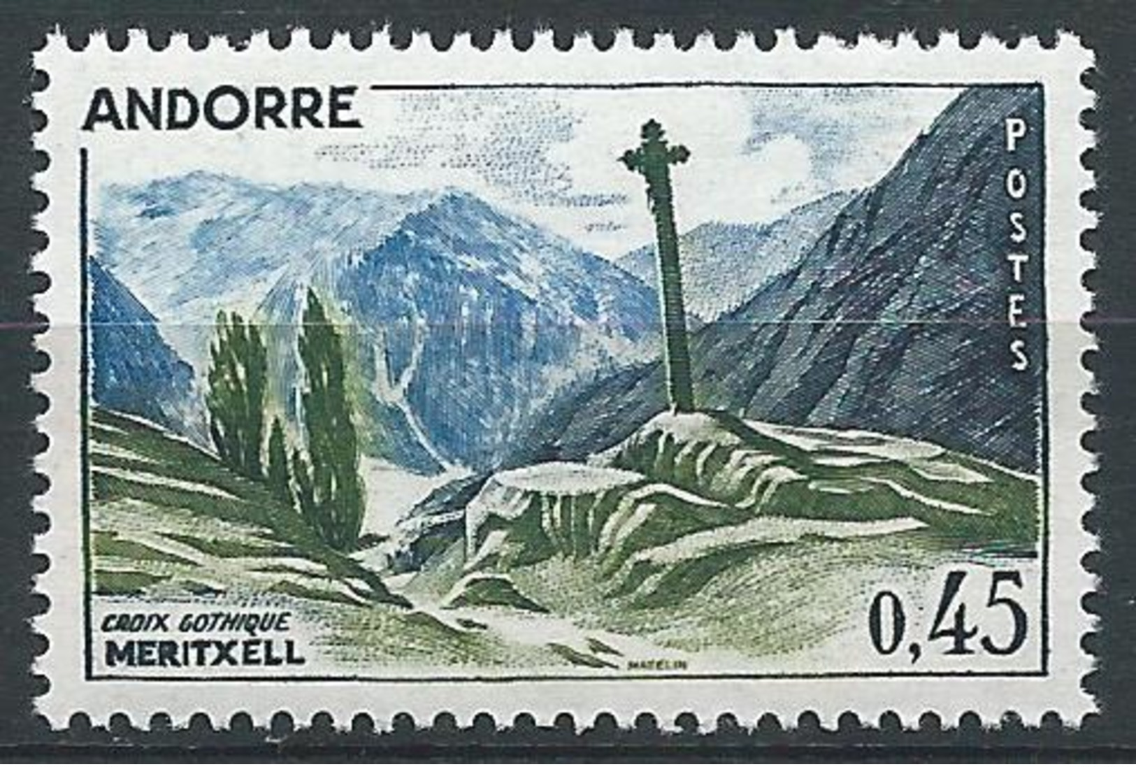 ANDORRE FRANCAIS 1961-71 - YT N°160 - 45 C. - Croix Gothique De Meritxell - Neuf** TTB++ Etat - Unused Stamps