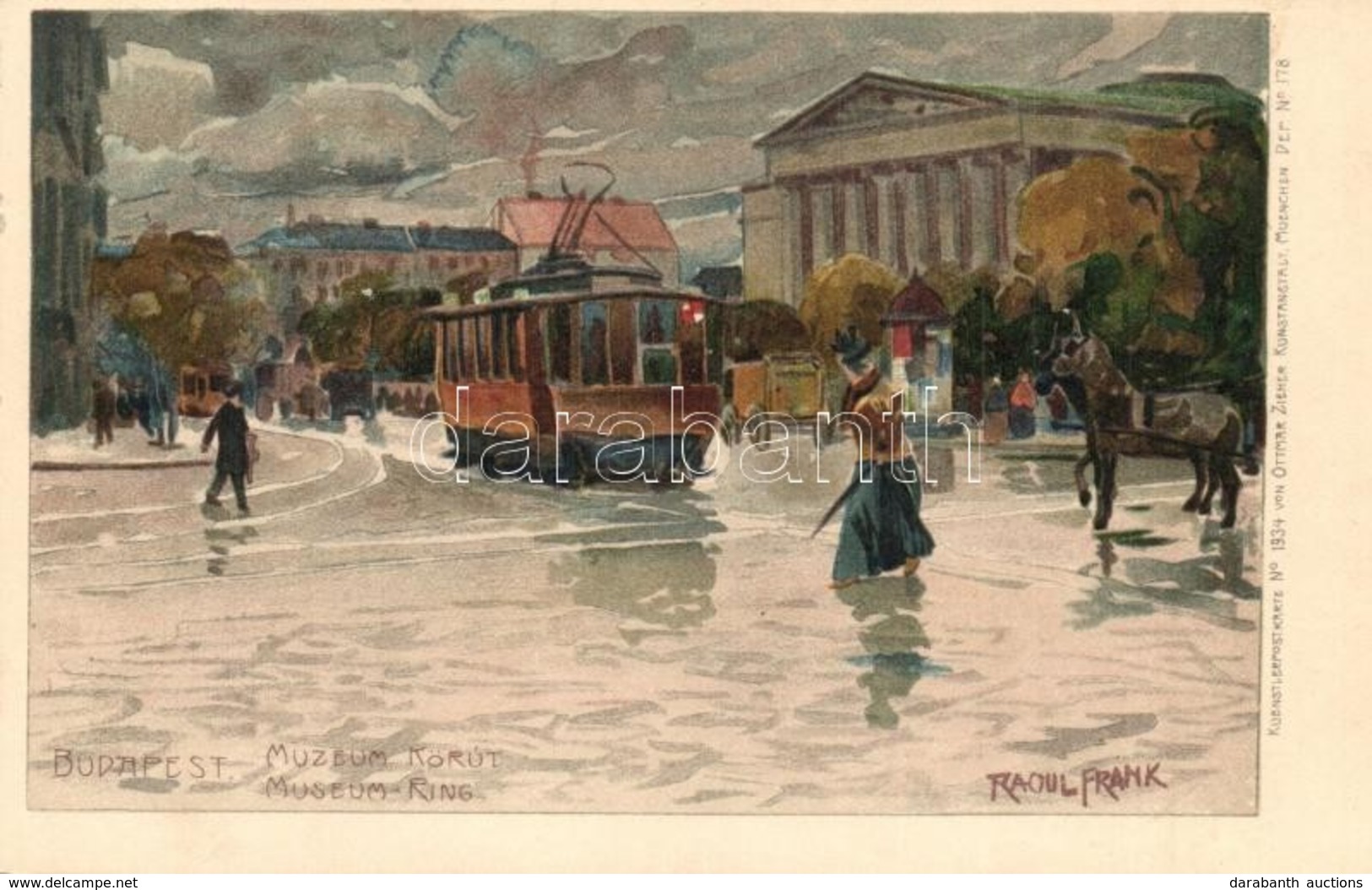 * T2 Budapest VIII. Múzeum Körút, Villamos. Künstlerpostkarte No. 1934 Von Ottmar Zieher Litho S: Raoul Frank - Non Classés