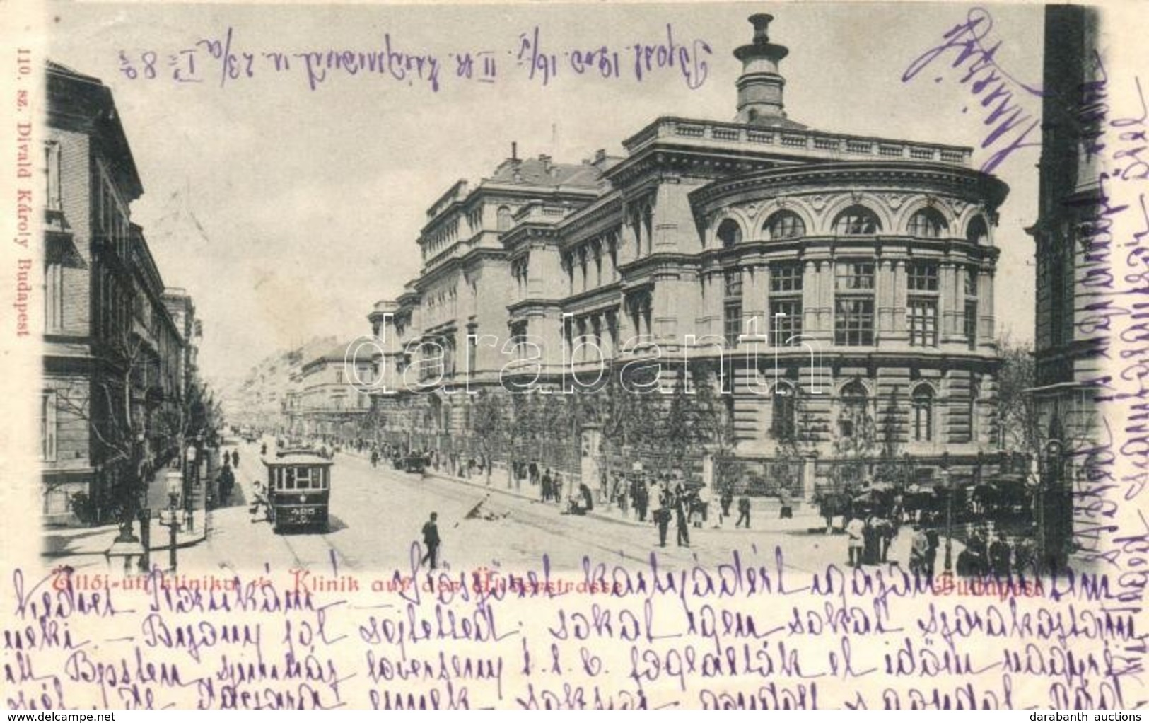 * T2/T3 1900 Budapest IX. Üllői úti Klinikák A Mária Utca Sarkán, Villamos. Divald Károly 110.  (Rb) - Non Classés