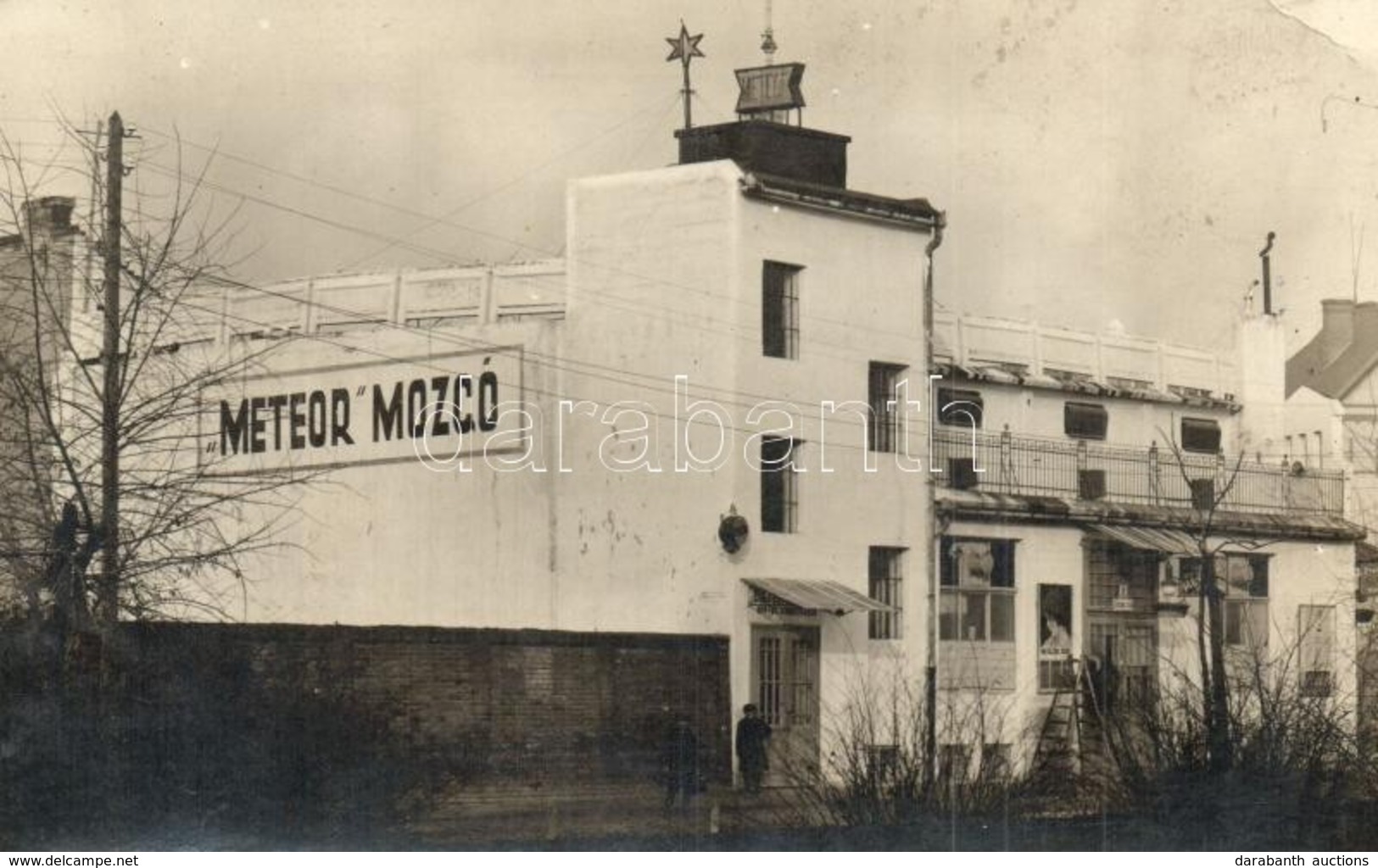 * T2/T3 1933 Debrecen, Bocskai Tér 10. Meteor Mozgó, Mozi, Létra, Filmplakát. Photo (EK) - Non Classificati