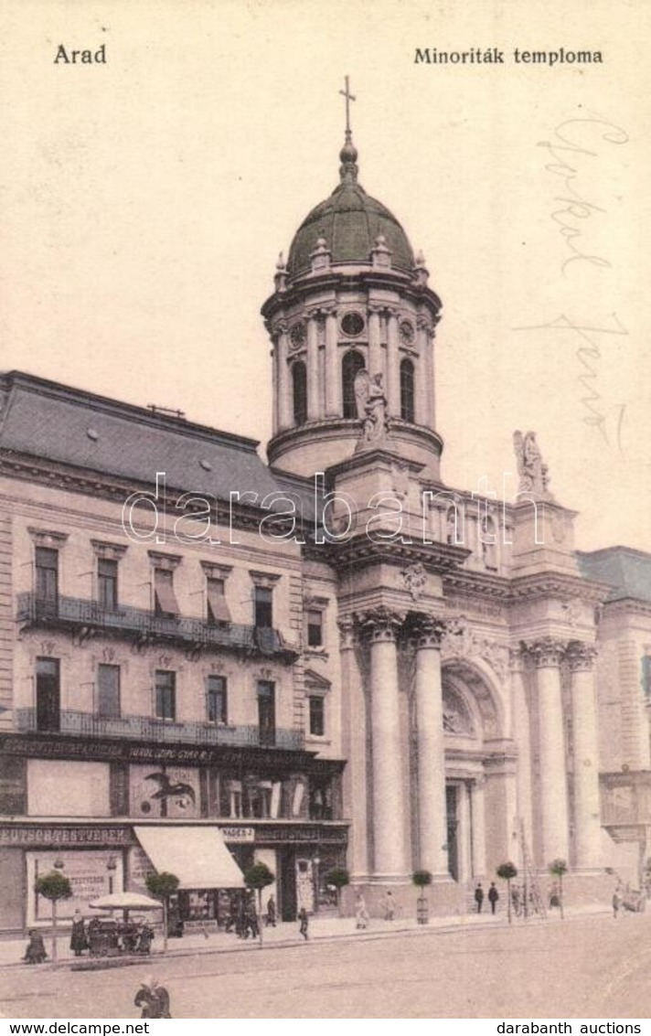 T2 Arad, Minoriták Temploma, Turul Cipő Gyár Rt., Deutsch Testvérek és Nader I. üzlete / Church, Shops - Non Classés