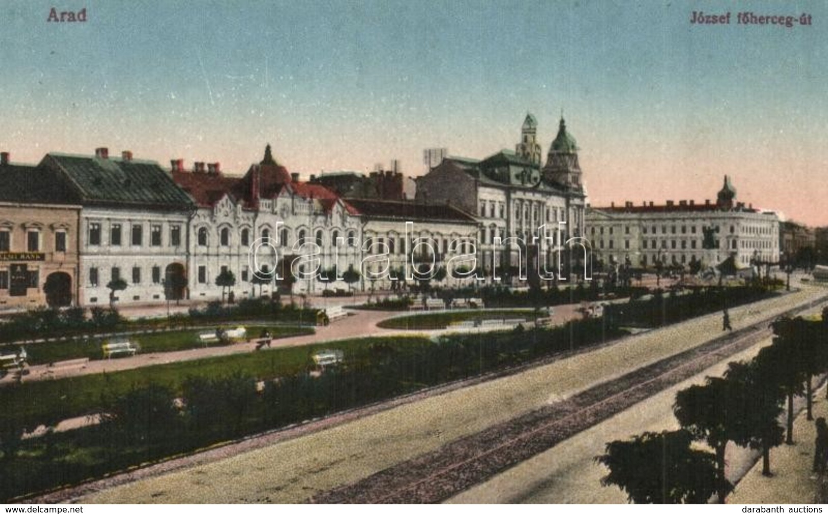 ** T2/T3 Arad, József Főherceg út, Kereskedelmi Bank / Street View, Bank (ragasztónyom / Glue Marks) - Non Classificati