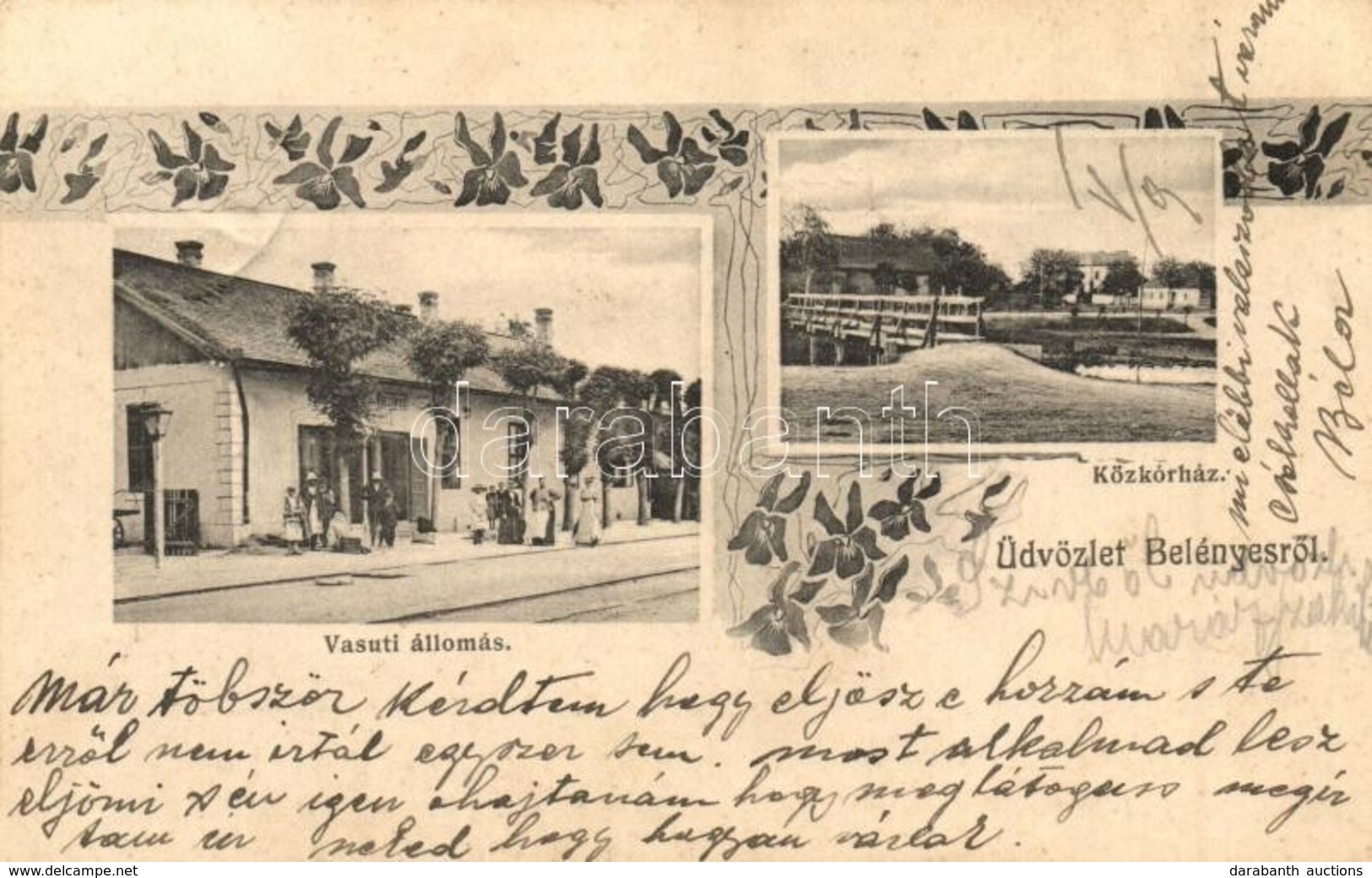 T2 1909 Belényes, Beius; Közkórház, Vasútállomás. Wagner Vilmos Fényképész Kiadása / Hospital, Railway Station. Art Nouv - Non Classés