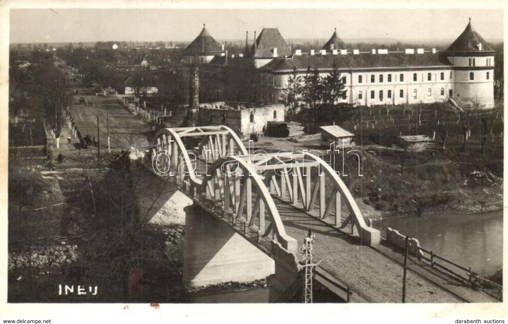 T2/T3 1939 Borosjenő, Ineu; Rákóczi Vár, Híd, Romos épület, Farakások / Castle, Bridge, Ruined Building, Wood Pile. Phot - Non Classés