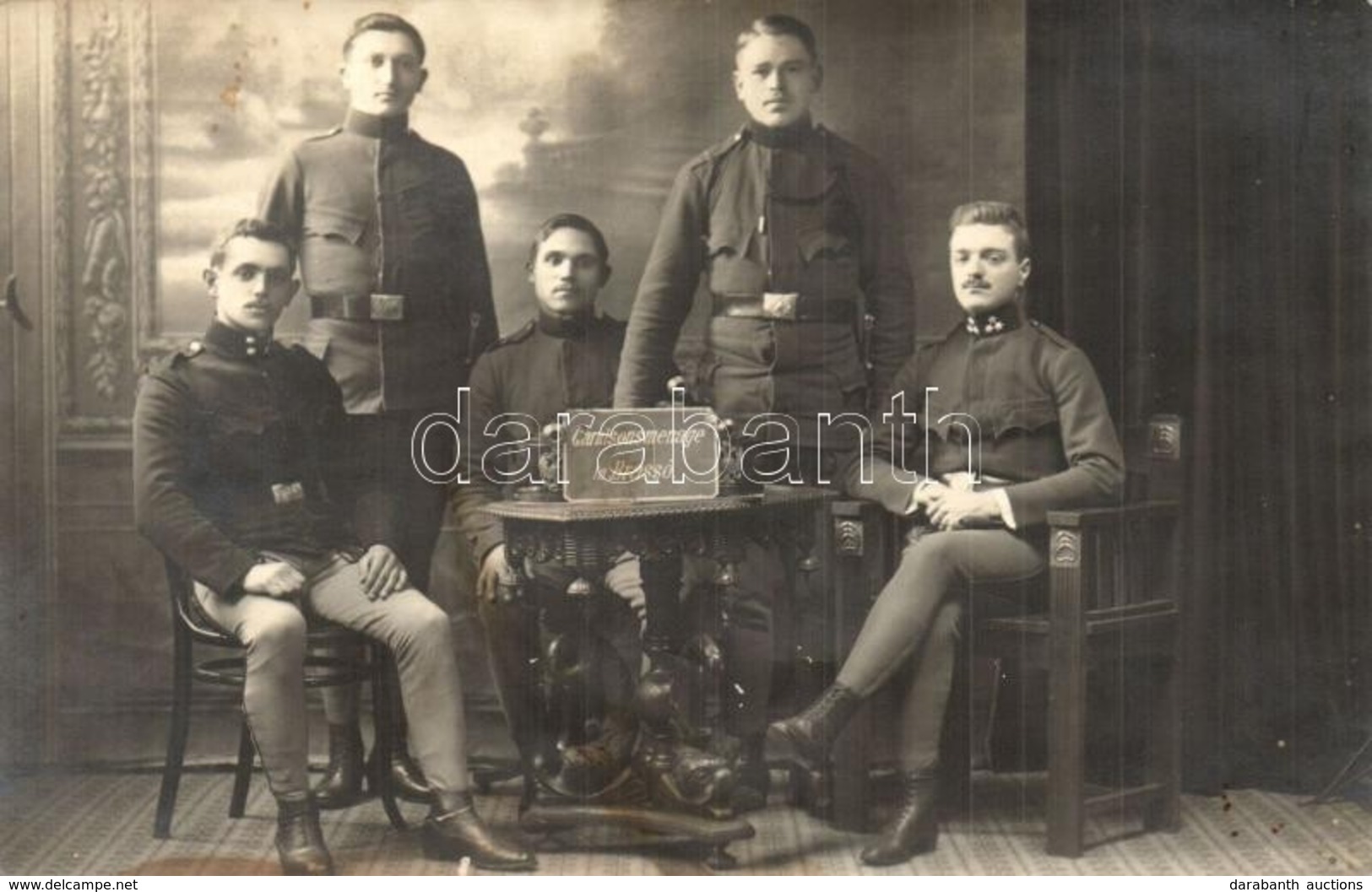 * T2/T3 1914 Brassó, Kronstadt, Brasov; Helyőrség étkezdéje, Katonák Csoportképe. Hátoldalon Feliratozva / Garnisonsmena - Non Classés