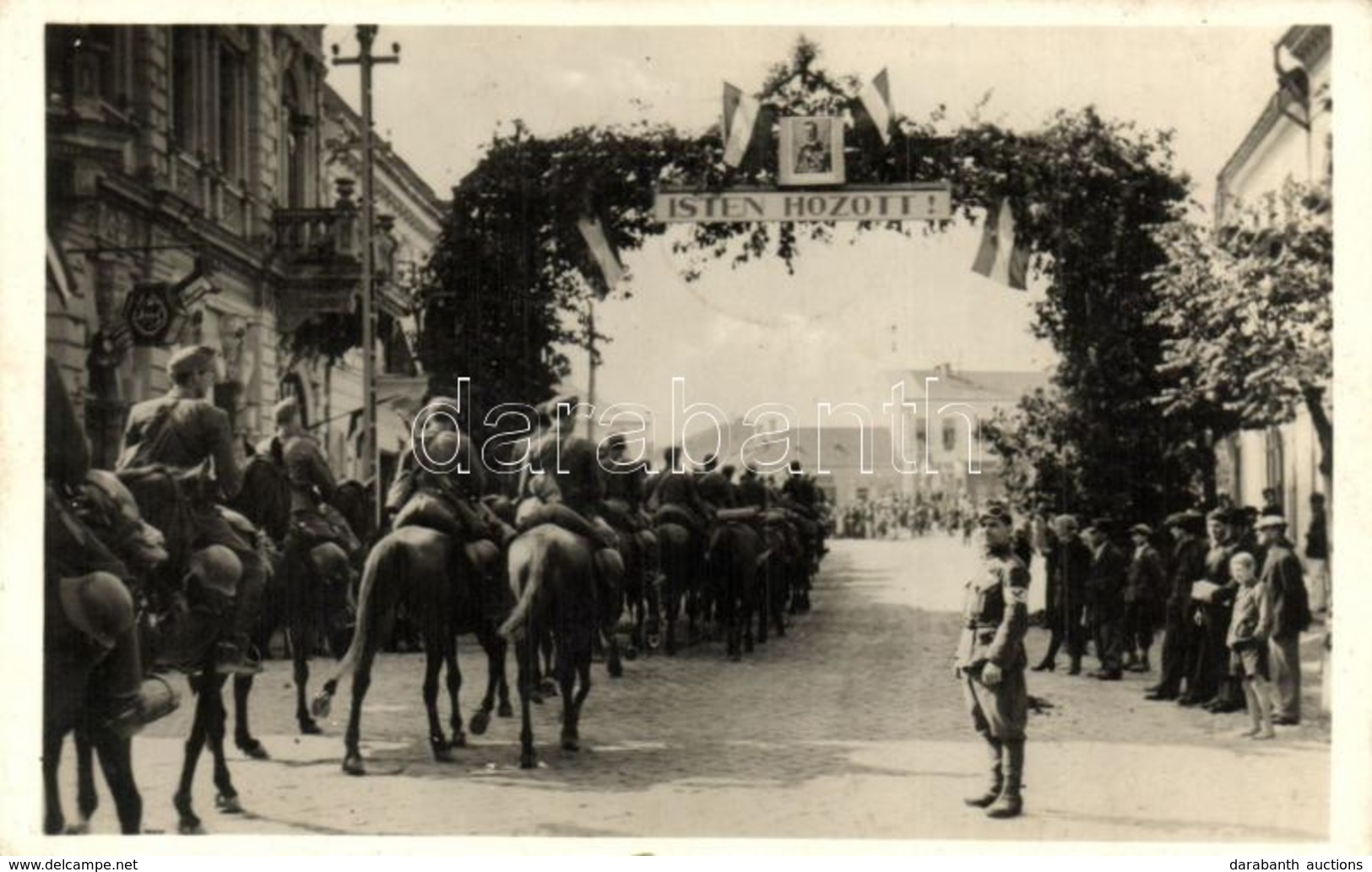 * T2/T3 1940 Dés, Dej; Bevonulás, Díszkapu / Entry Of The Hungarian Troops, Decorated Gate. So. Stpl - Non Classés