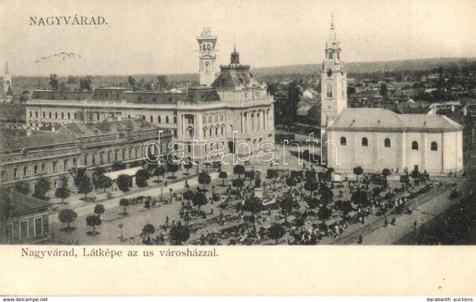 T2 1904 Nagyvárad, Oradea; Fő Tér, Városház, Templom, Piac / Main Square, Town Hall, Market - Non Classés