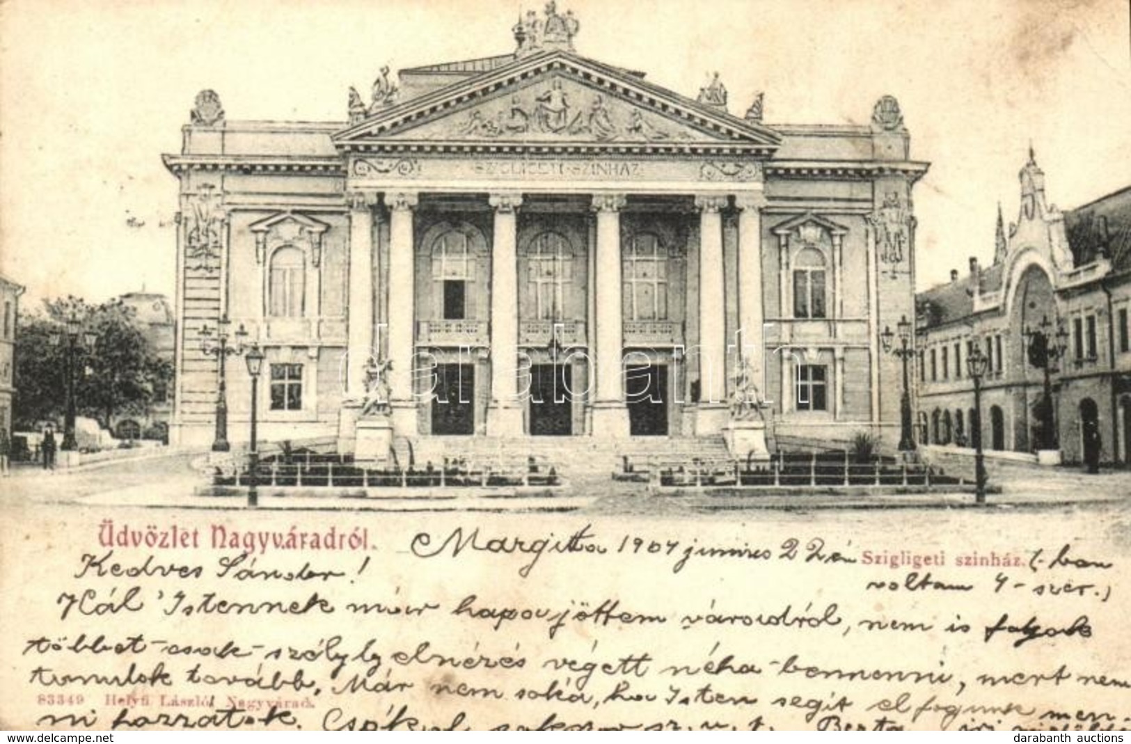 T2/T3 1904 Nagyvárad, Oradea; Szigligeti Színház. Kiadja Helyfi László / Theater (EK) - Non Classés