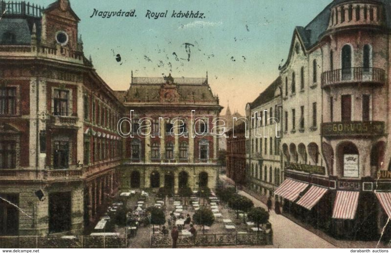 T3 Nagyvárad, Oradea; Royal Kávéház, Duna Biztosítótársaság, Koch üzlete, Fogorvosi Rendelő / Café, Insurance Company, S - Non Classés