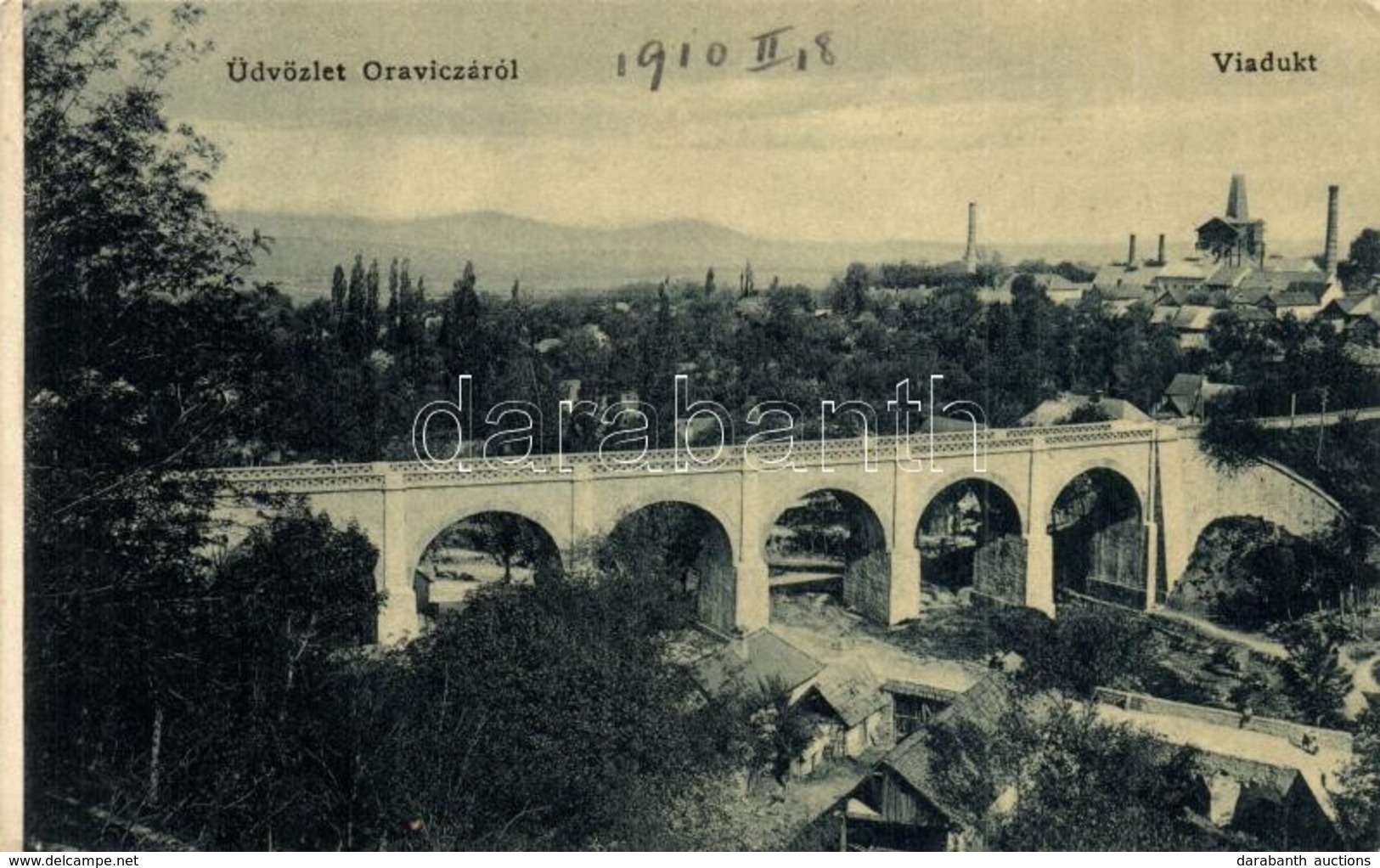 T2/T3 Oravica, Oravita; Viadukt, Háttérben A Gyár. W.L. 1218. / Viaduct, Factory In The Background (EK) - Non Classés