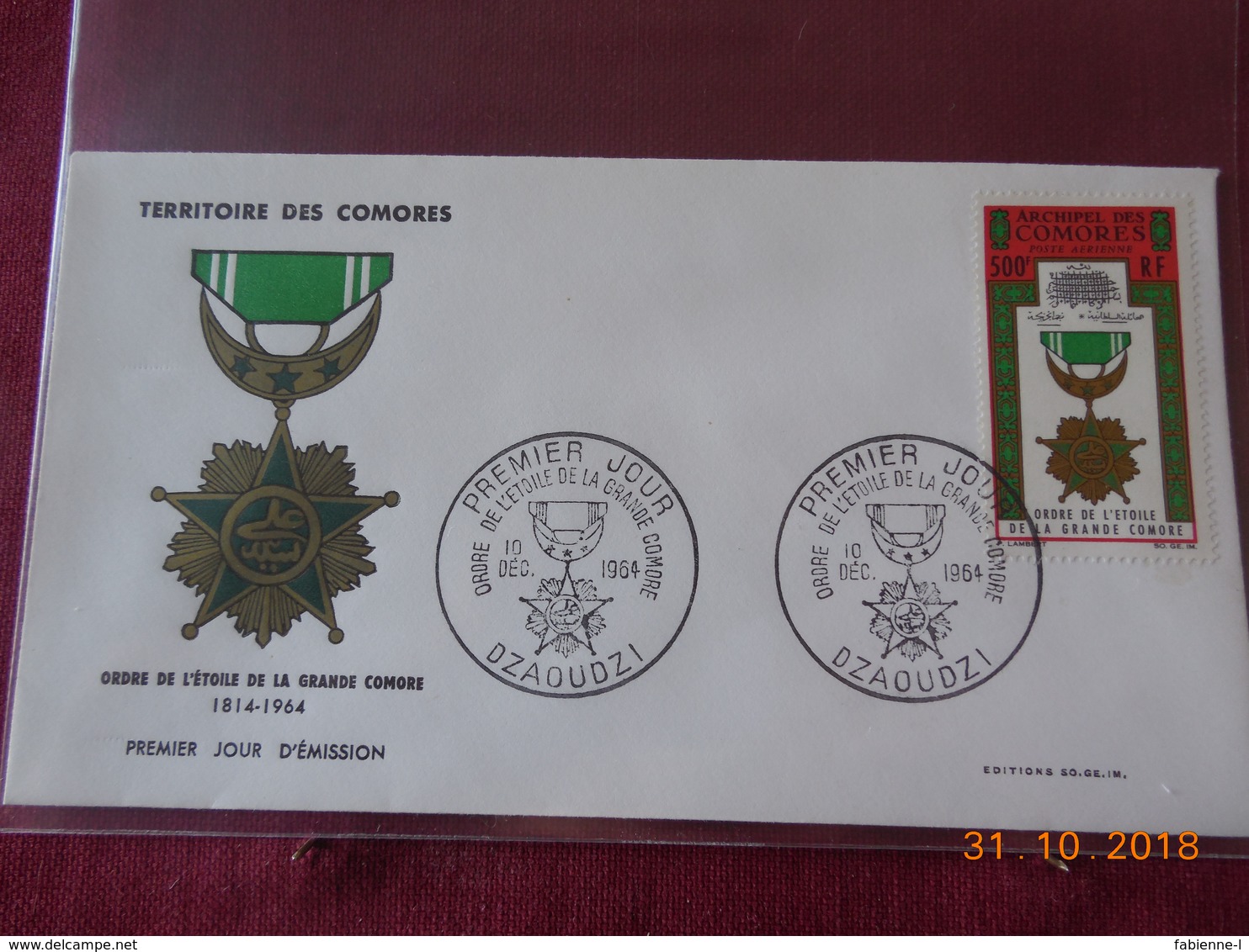 FDC De L Archipel Des Comores De 1964 Poste Aerienne - Lettres & Documents