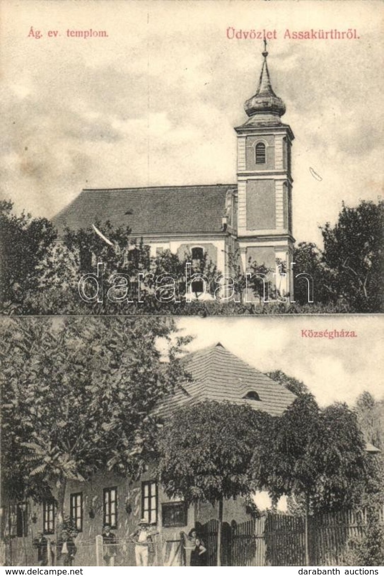 T2 Assakürt, Nové Sady; Ágostai Evangélikus Templom, Községháza / Church, Town Hall - Non Classés