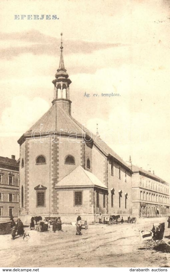 T2 1906 Eperjes, Presov; Ágostai Evangélikus Templom, Babakocsi. Divald / Church, Baby Carriage - Non Classés