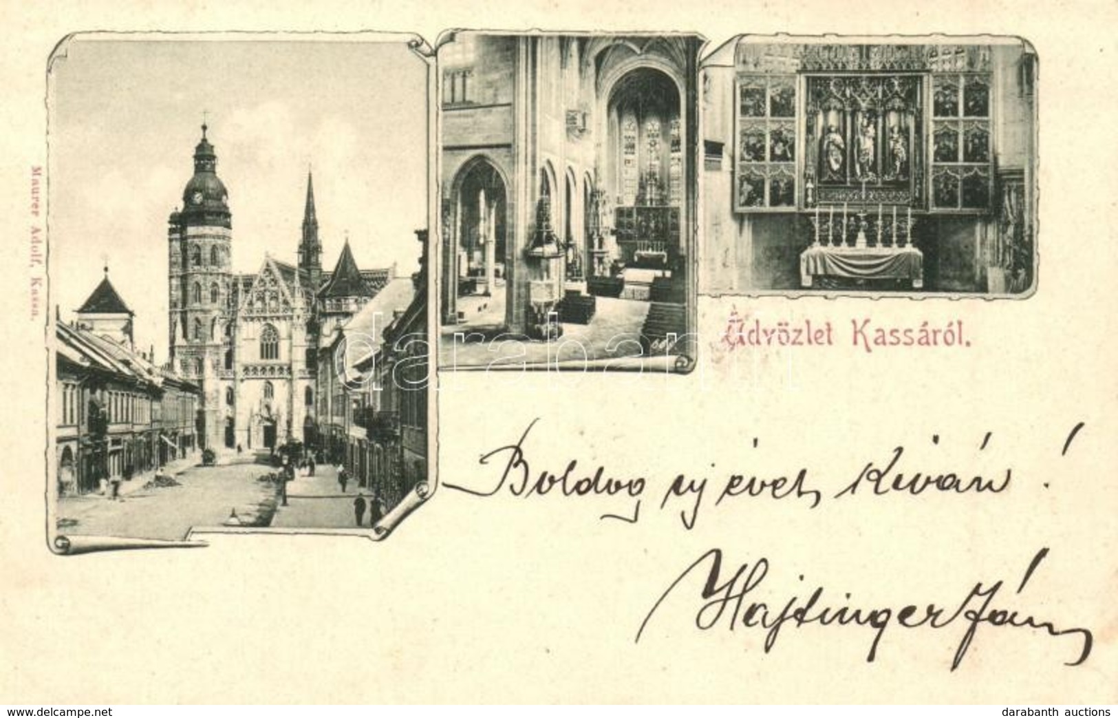 T2/T3 1899 Kassa, Kosice; Dóm, Belső. Maurer Adolf Kiadása / Cathedral Interior. Art Nouveau (EK) - Non Classés