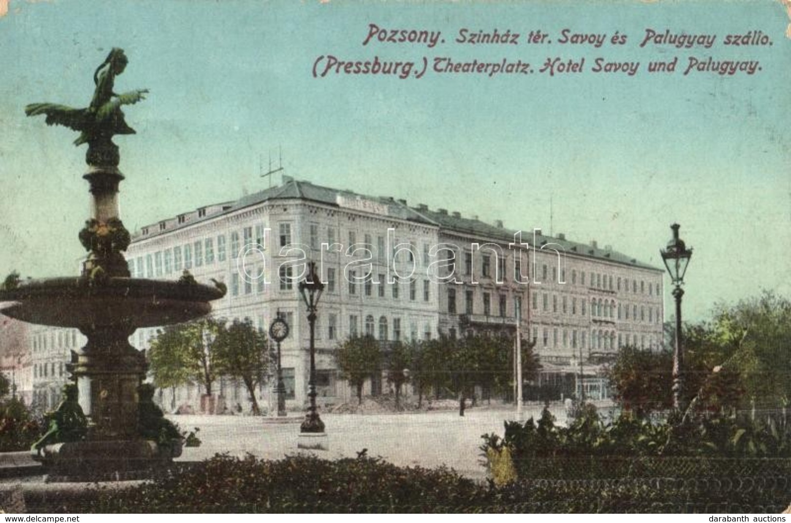 T2/T3 Pozsony, Pressburg, Bratislava; Theaterplatz, Hotel Savoy U. Palugyay / Színház Tér, Savoy és Palugyay Szálloda /  - Non Classificati