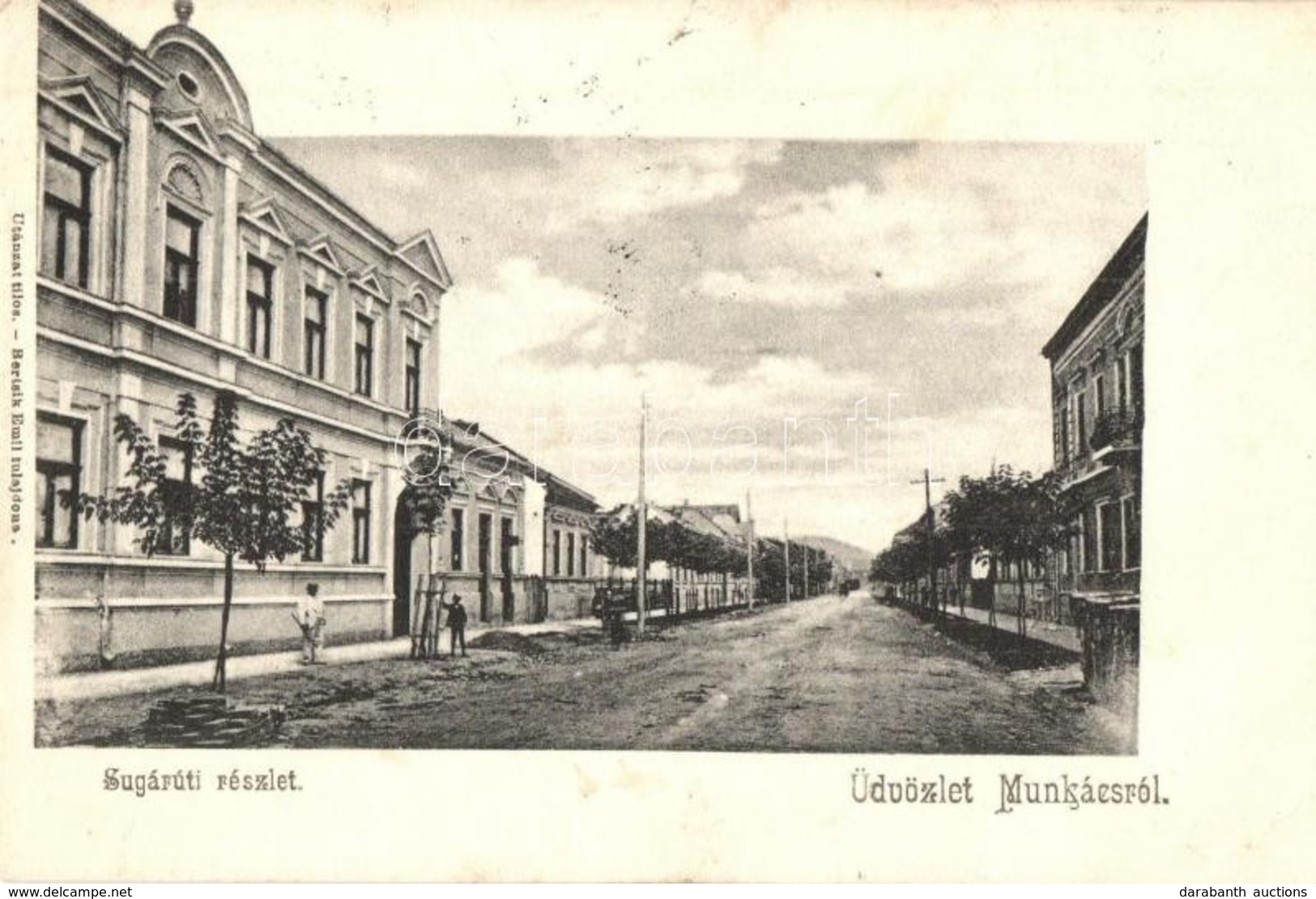 T2/T3 Munkács, Mukacevo, Mukacheve; Sugárút. Bertsik Emil Kiadása / Street View (EK) - Unclassified