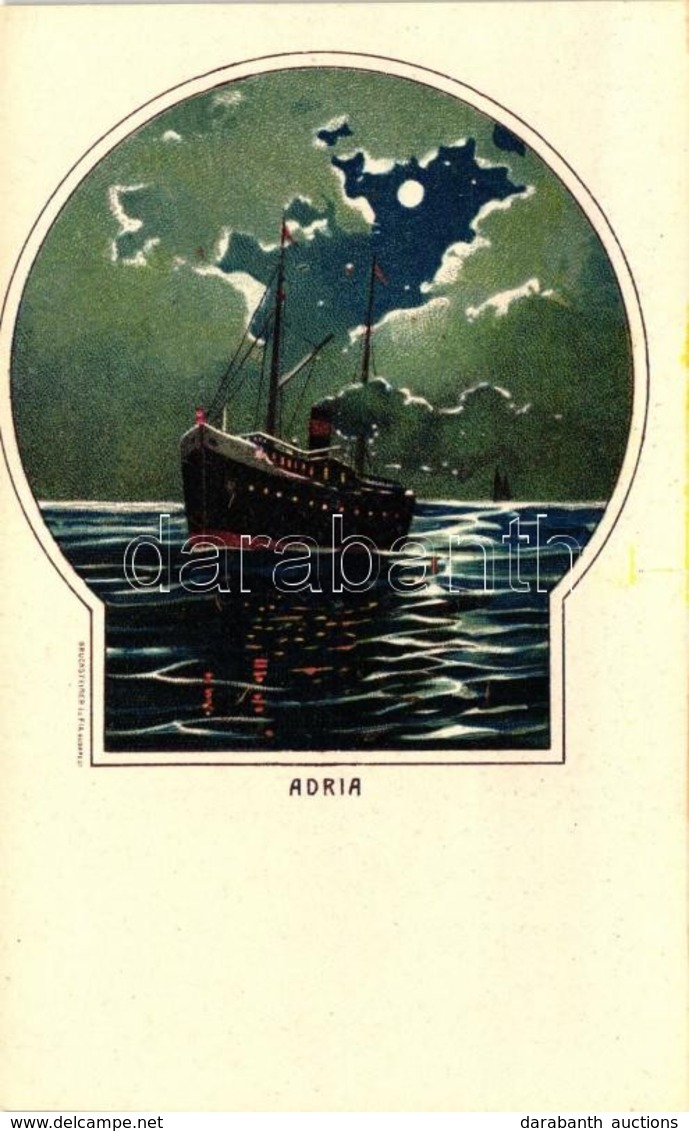 ** T1/T2 Adria, Steamship, Night; Bruchsteiner és Fia Litho - Unclassified