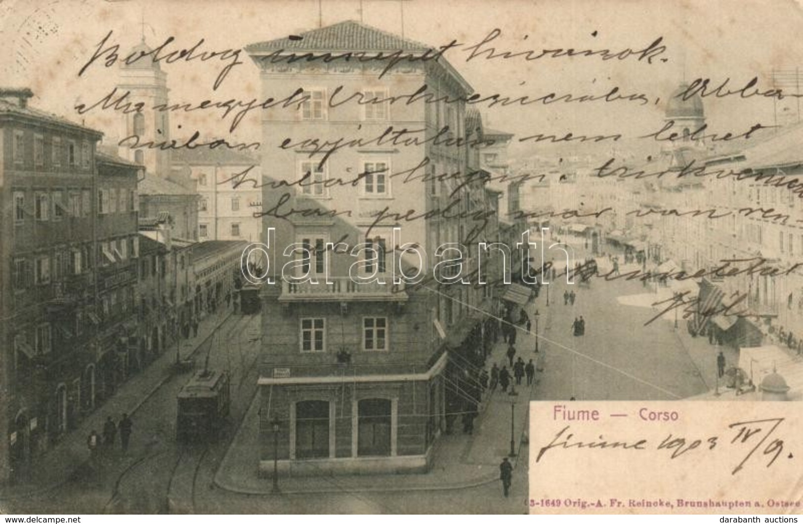 T2/T3 1903 Fiume, Corso / Utcakép, Korzó, Villamos, üzletek / Street View, Trams, Shops (EK) - Non Classificati