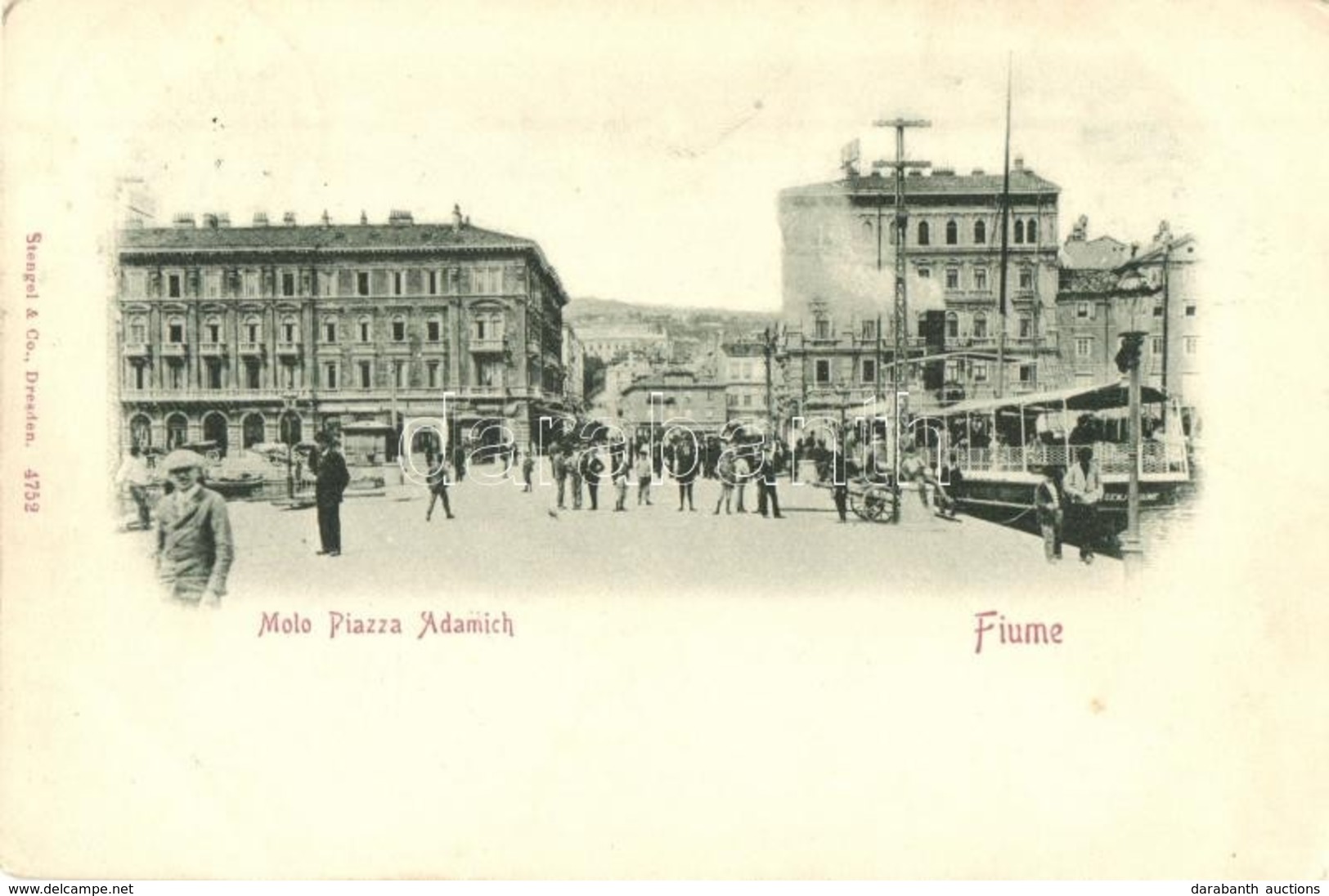 T2/T3 1901 Fiume, Molo Piazza Adamich / Street View, Port, Steamship (EK) - Non Classés