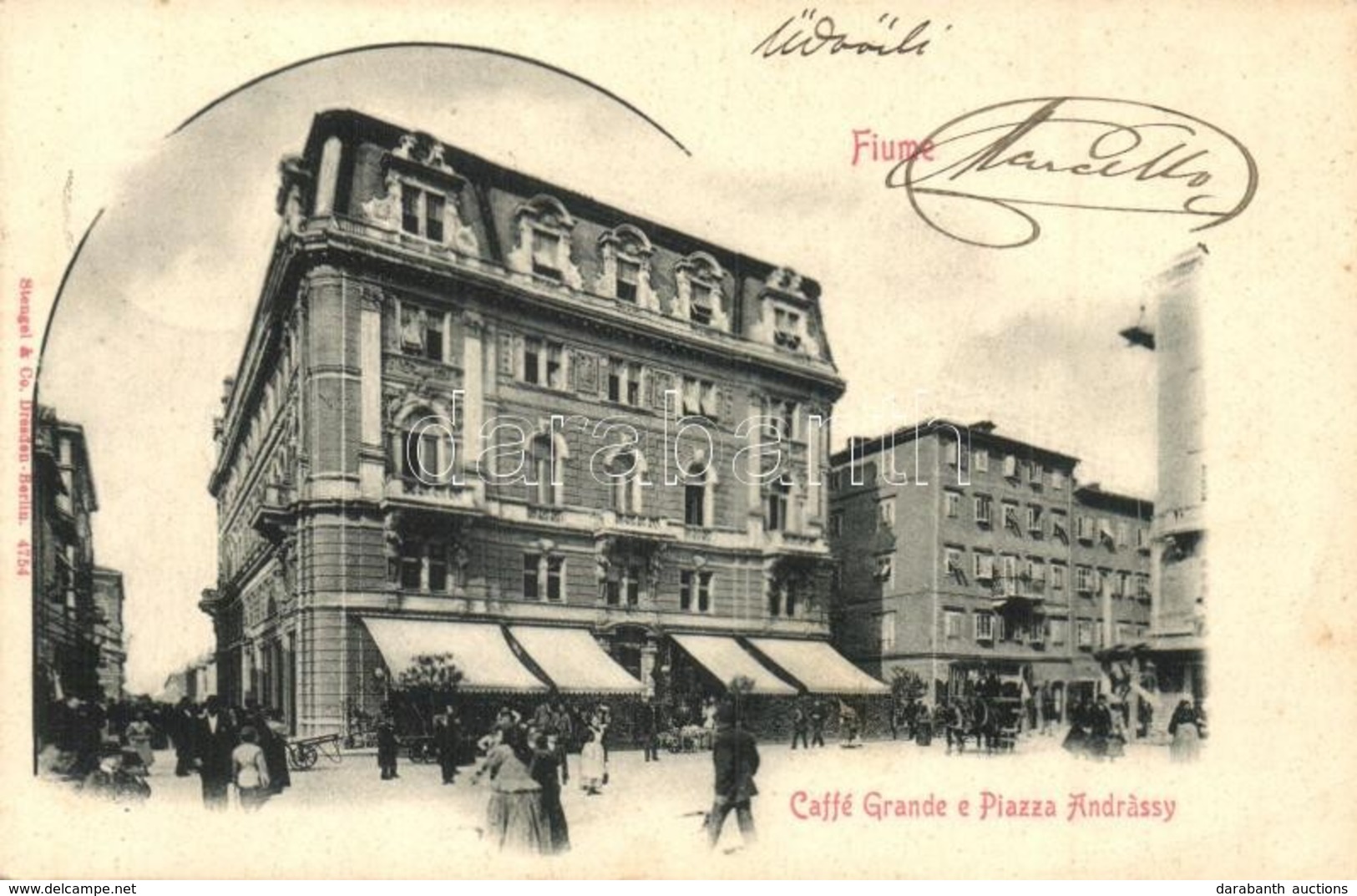 T2 1901 Fiume, Andrássy Tér, Kávéház / Caffé Grande E Piazza Andrássy / Square, Cafe - Non Classificati