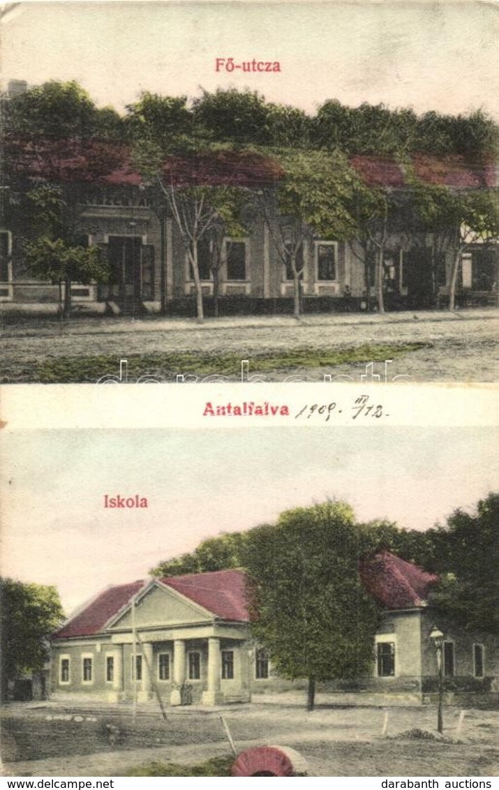 T2/T3 1909 Antalfalva, Kovacica, Kowatschitza; Fő Utca, Iskola / Main Street, School - Unclassified