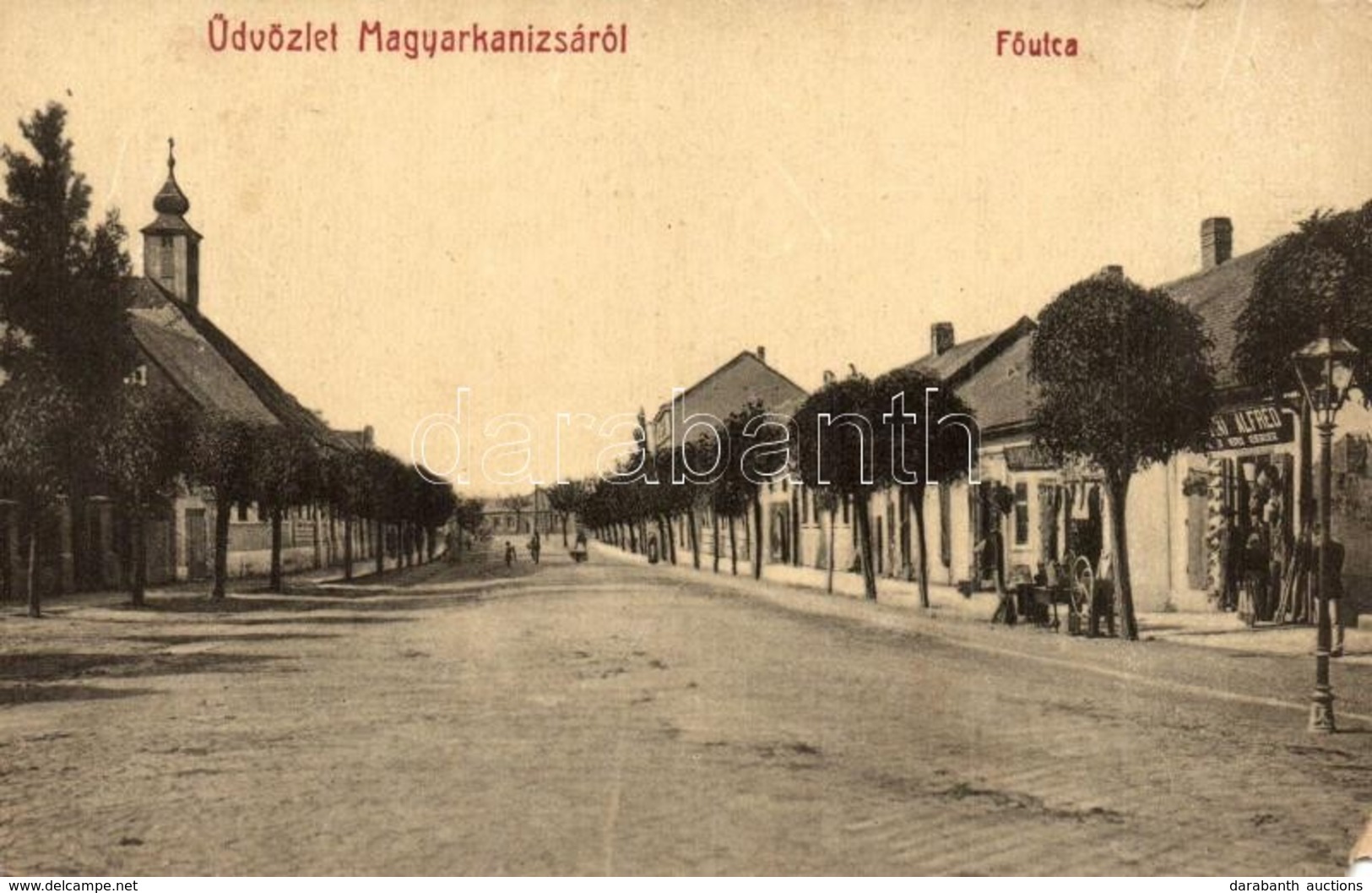 ** T4 Magyarkanizsa, Ókanizsa, Stara Kanjiza; Fő Utca, üzletek. W. L. Bp. 2172. / Main Street, Shops (EM) - Non Classificati