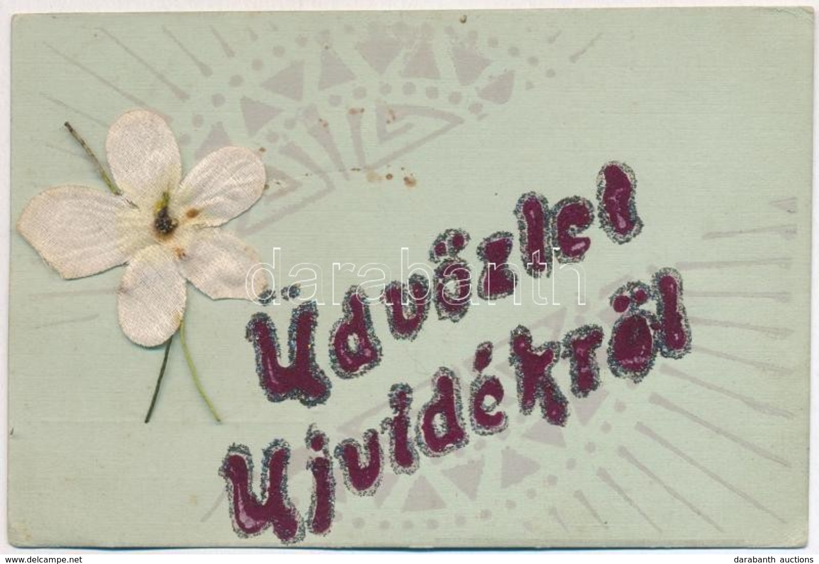 T2 Újvidék, Nodi Sad; Üdvözlőlap Textilvirággal / Decorated Greeting Card With Textile Flower - Non Classificati