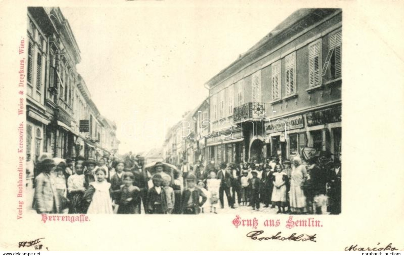 T2 1899 Zimony, Zemun; Úri Utca, Herrengasse, Verlag Buchhandlung Kercsevits / Street - Non Classificati